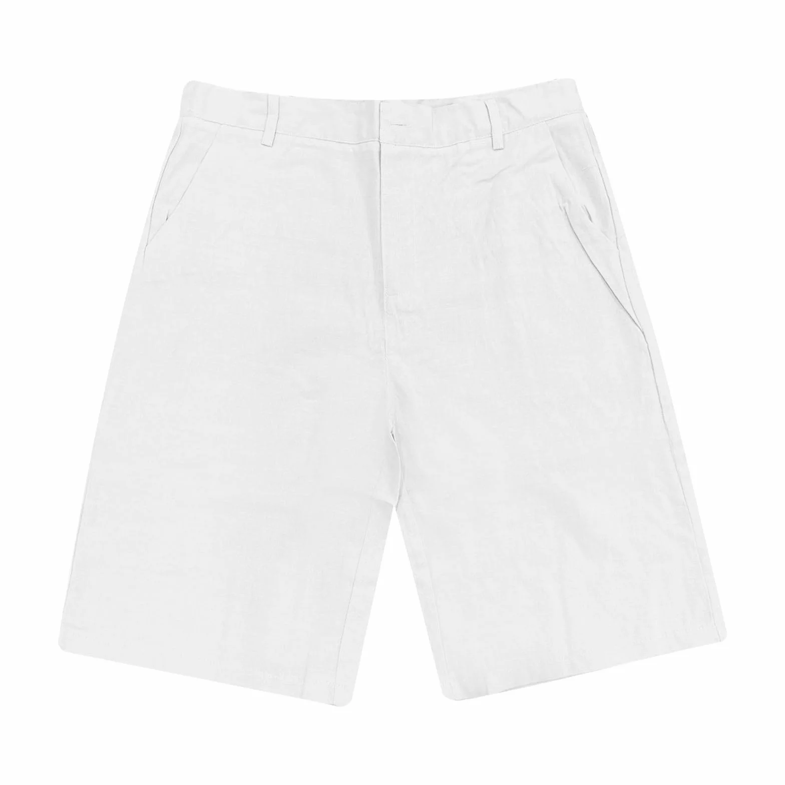 Bermuda Homme Lin Short Pantalon Court Cordon Chino Taille Elastique Leger Plage Poche
