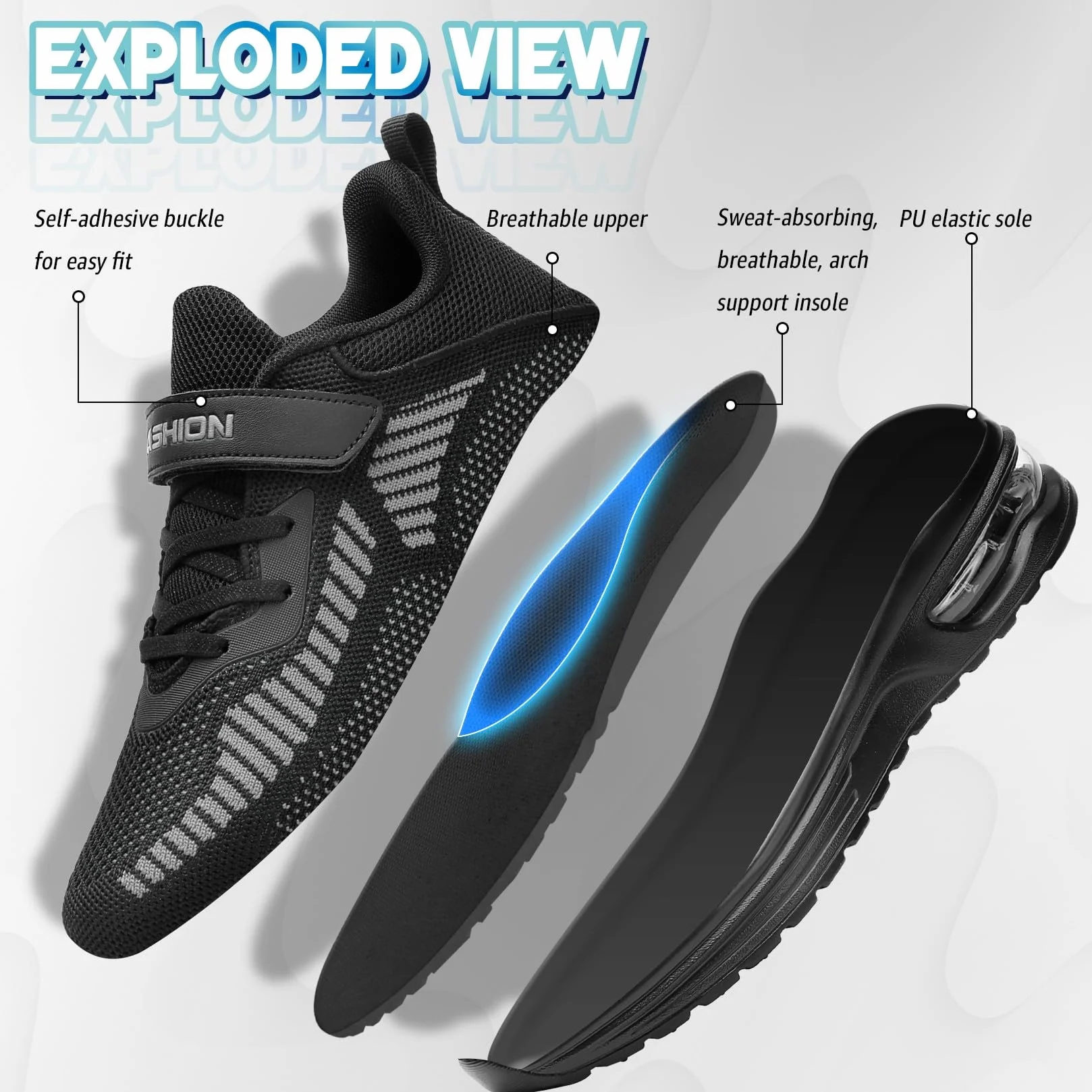 Baskets Garçon Respirant Enfant Chaussures de Sports en Salle Fille Low Top Sneakers