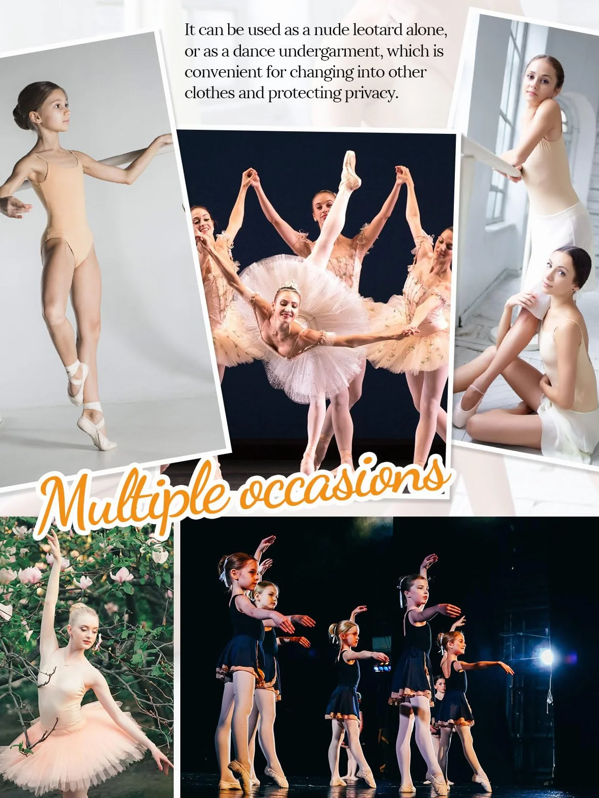 Justaucorps de ballet pour fille sans coutures - Sous-vêtements de danse nude