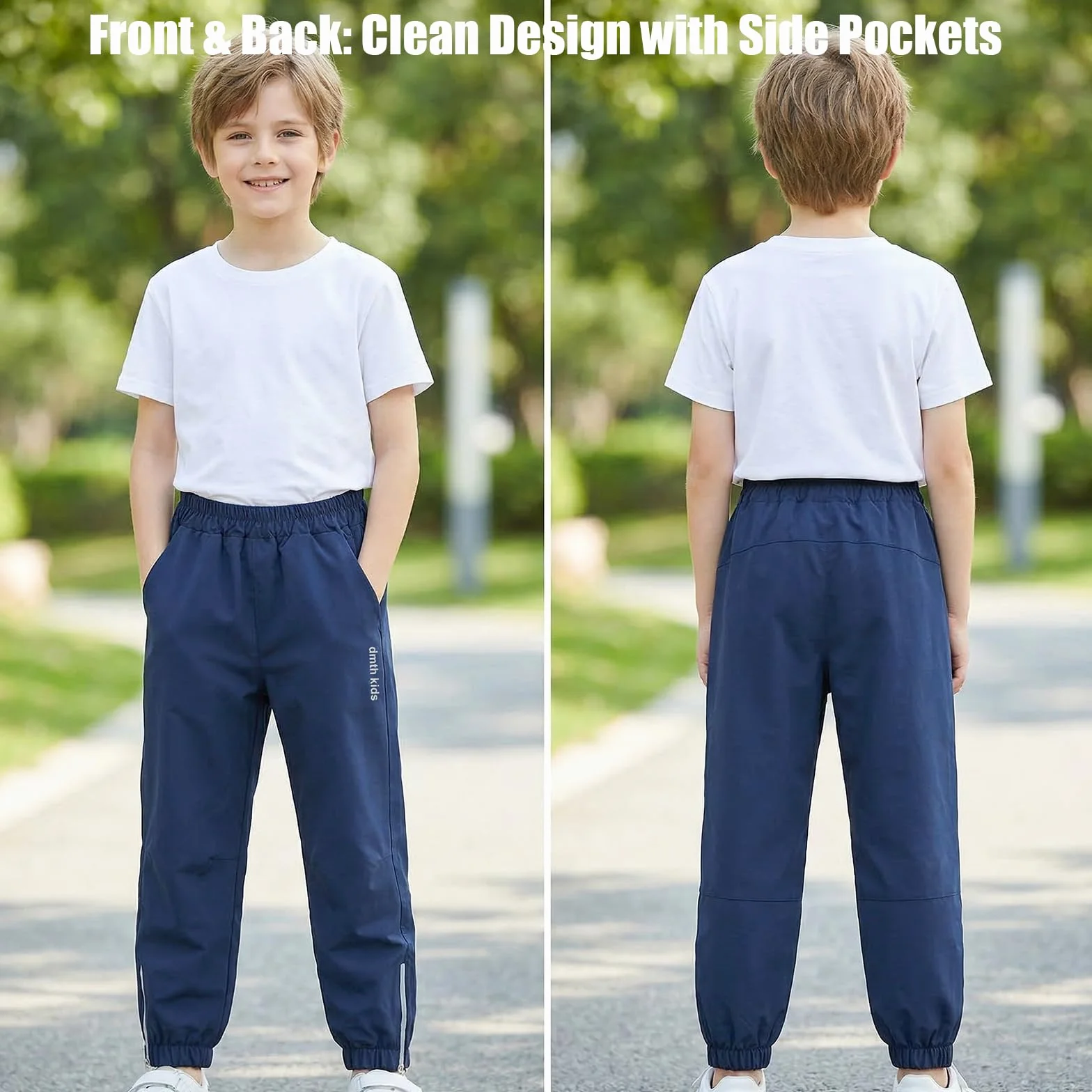 Pantalon de Randonnée Imperméable Coupe-Vent Léger pour Garçon Fille 5-14 Ans