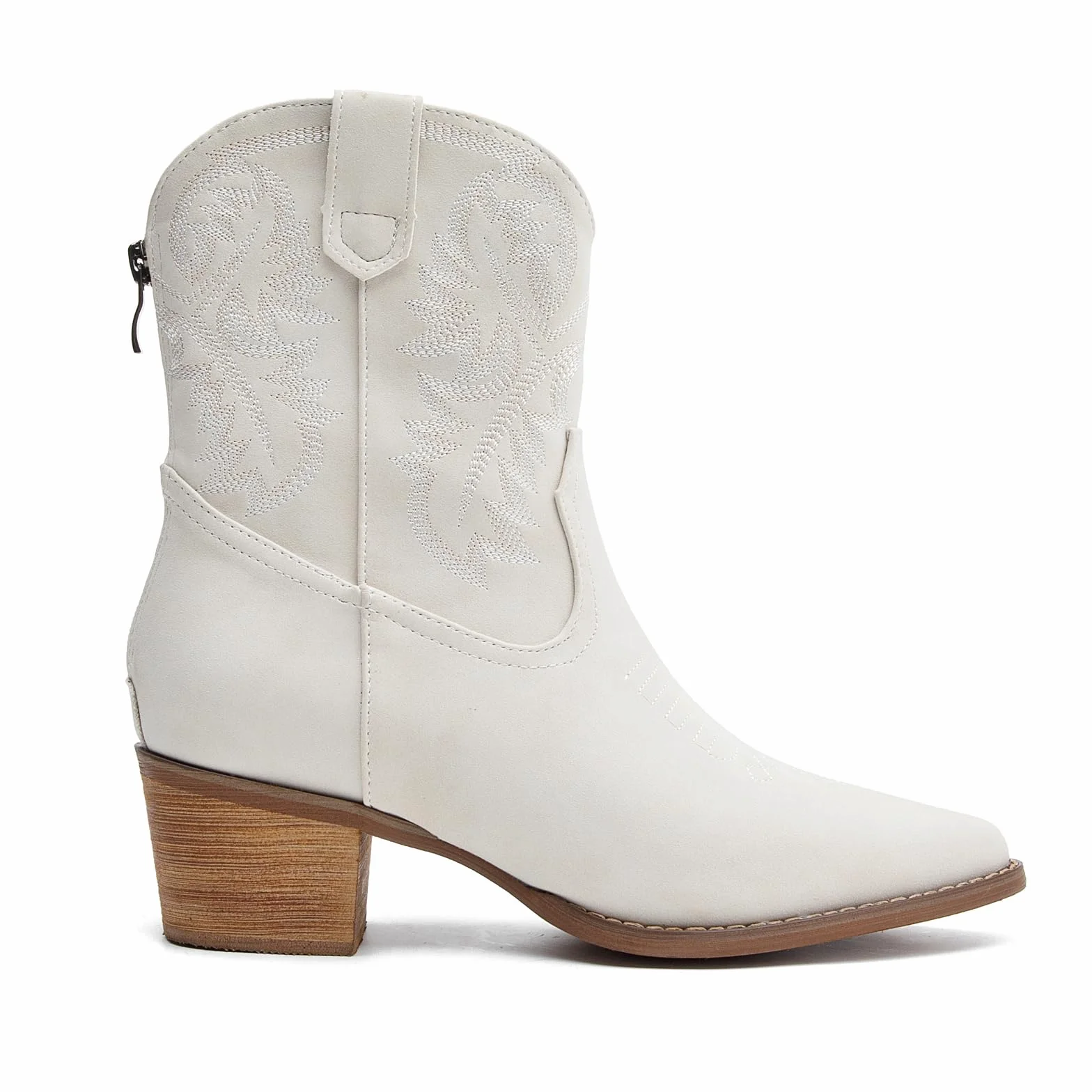 DADAWEN Femme Bottines de Cowboy Talon Bloc Bottes de Cowgirl Mi-Mollet Occidentales Vintage Broderie