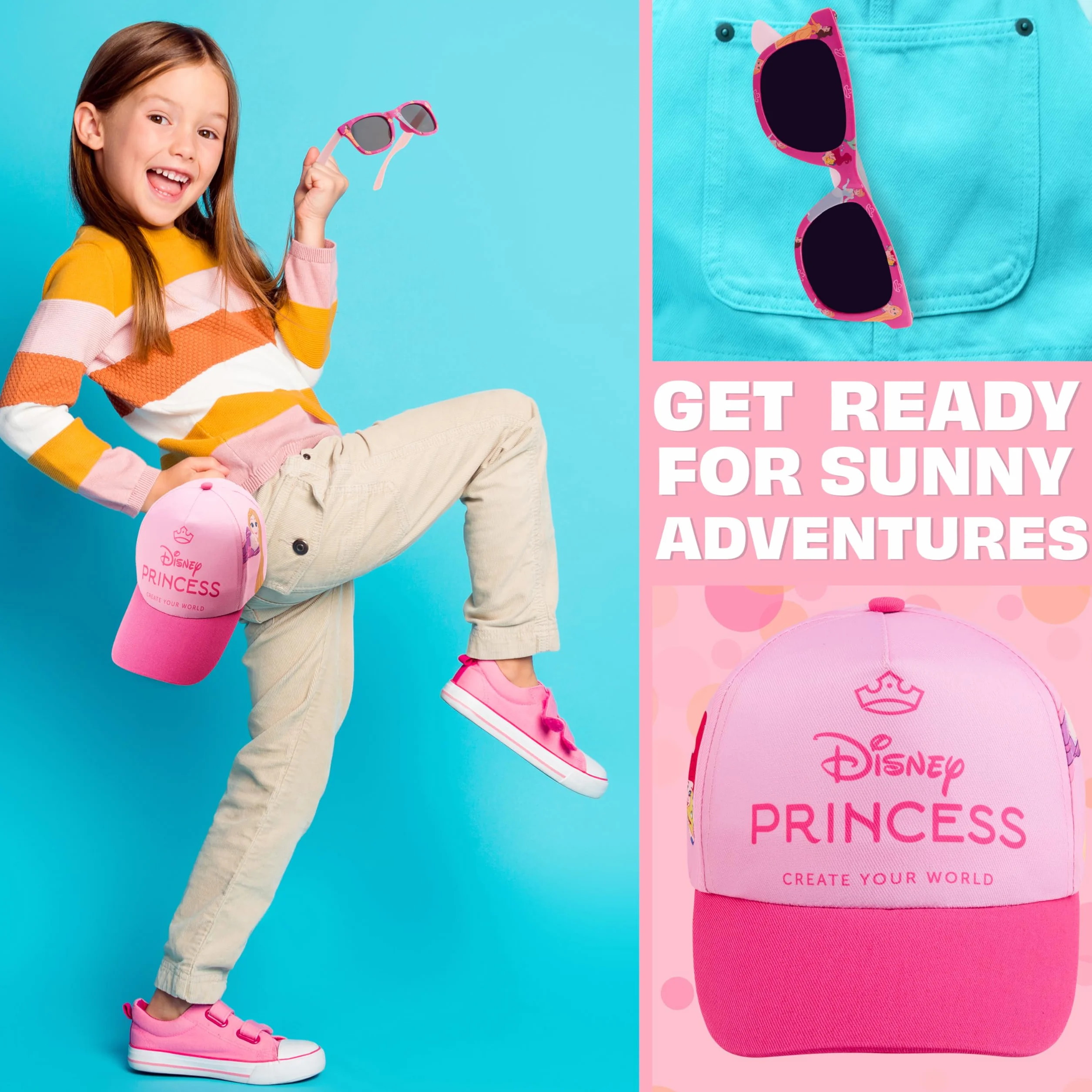 Coffret Casquette Enfant et Lunettes de Soleil UV400 Fille Été Respirante