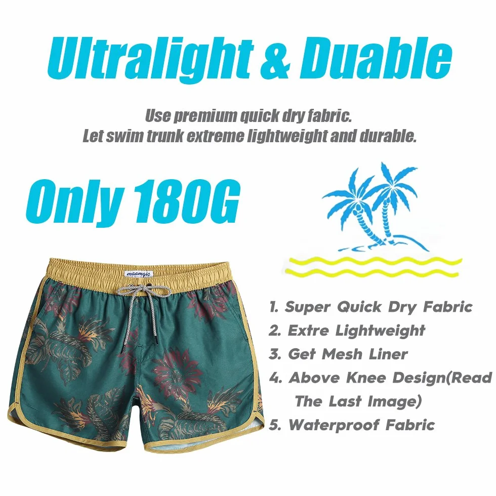 Maamgic Short de Bain Homme Vintage - Maillot de Bain Bermuda Séchage Rapide avec 3 Poches