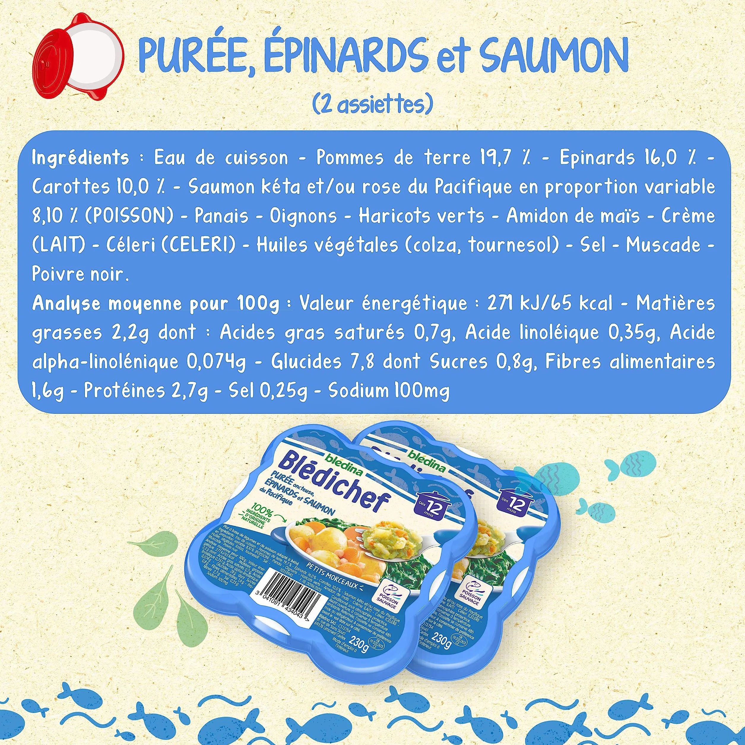 Blédina Blédichef 8 Petits Plats Bébé Repas Midi Dès 12 Mois 4 Recettes Pack de 8