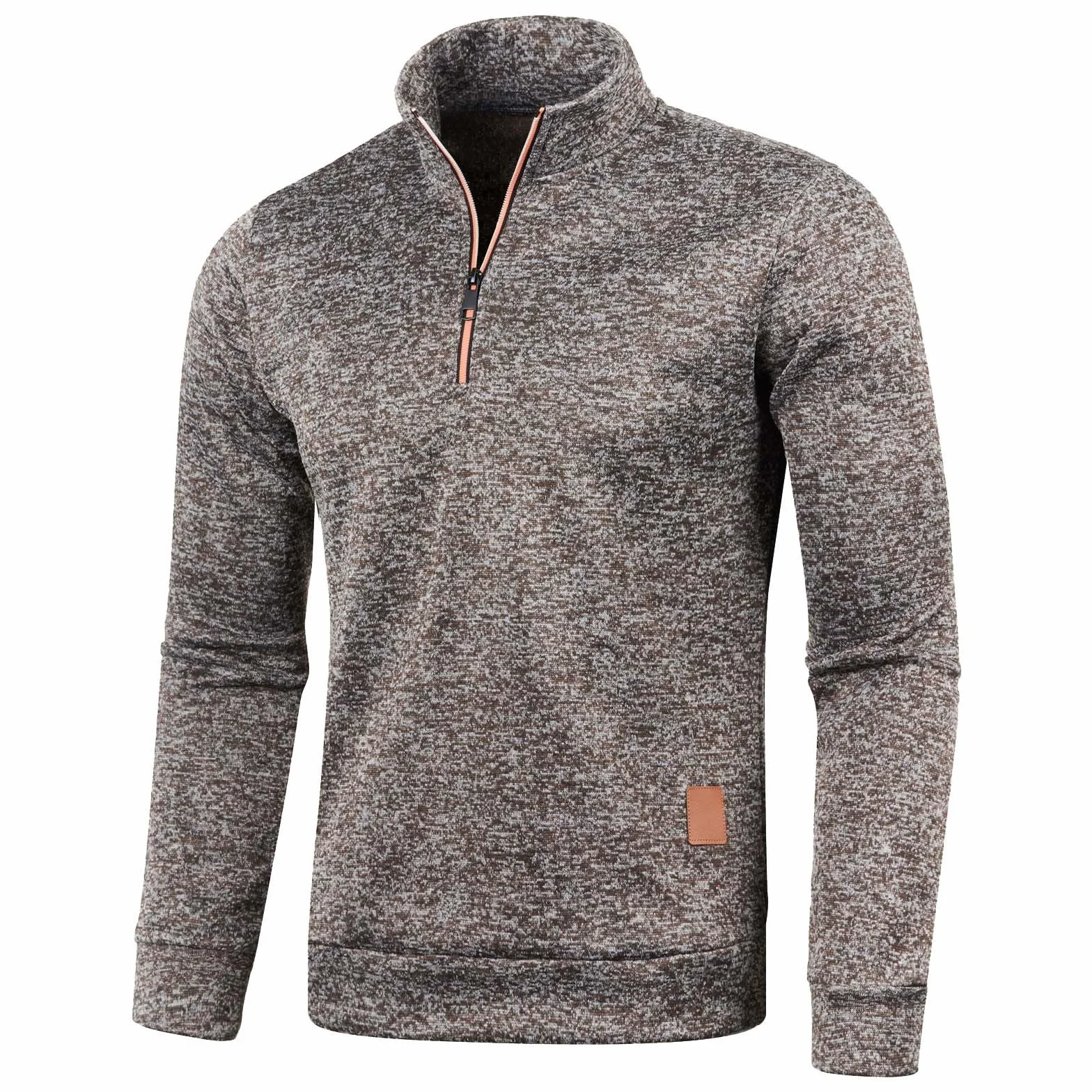 Polaire Pull Homme Hiver Sweat 1/4 Zip Col Montant Chaud Veste Manteau