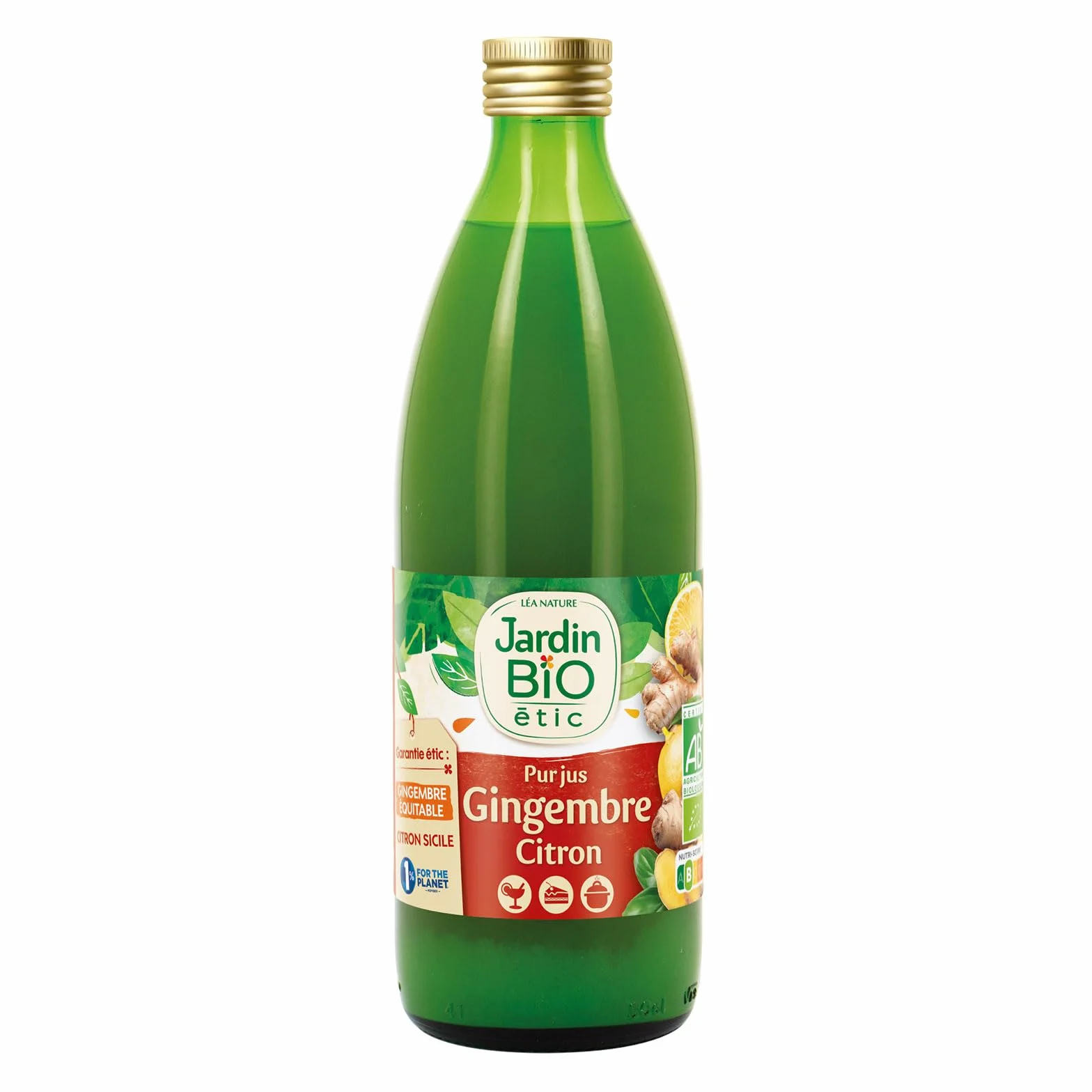 Jardin BiO étic – Pur Jus Gingembre Citron BIO 50cl | Gingembre équitable & Citron originaire de Sicile – Parfait pour assaisonner et cuisiner – Légèrement relevé