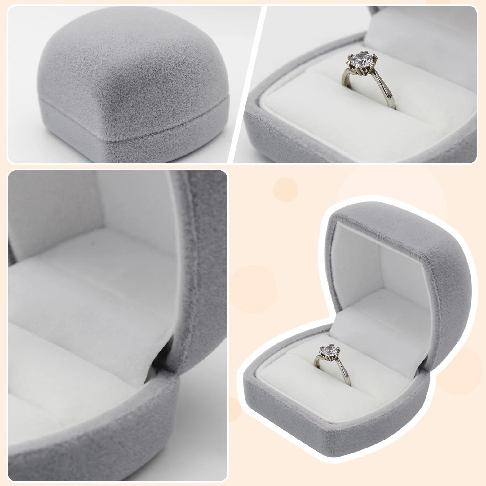 FuninCrea Porte Alliance Mariage Velours Fente Simple Boite Bague Boucles d'Oreilles Bagues Proposition Fiançailles Cérémonie Rouge