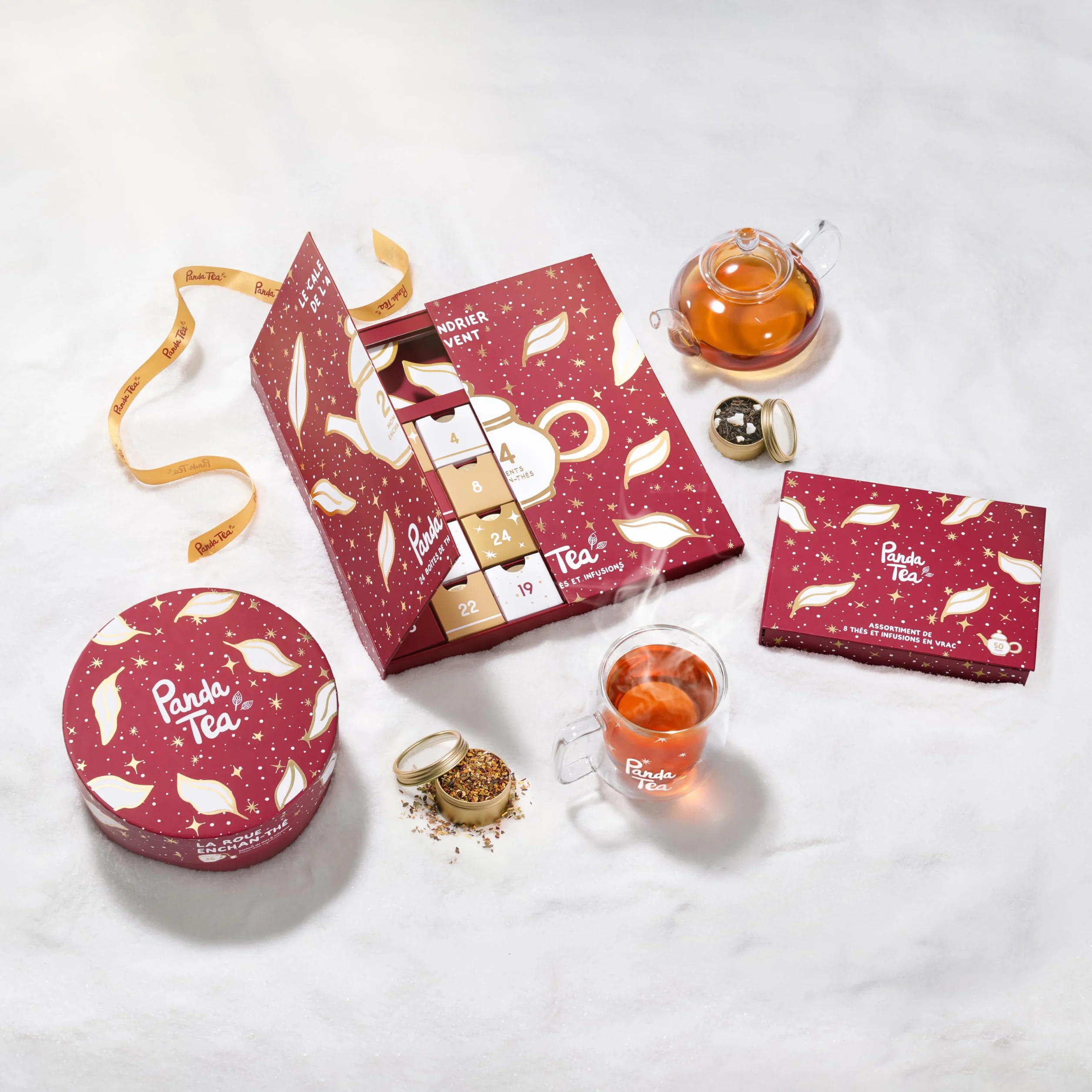 Panda tea – Calendrier de l'Avent 2025 Thés & Infusion Bio – Coffret Cadeau – Assortiment de 24 sachets Mousselines – Calendrier de l’Avent pour Femme & Homme
