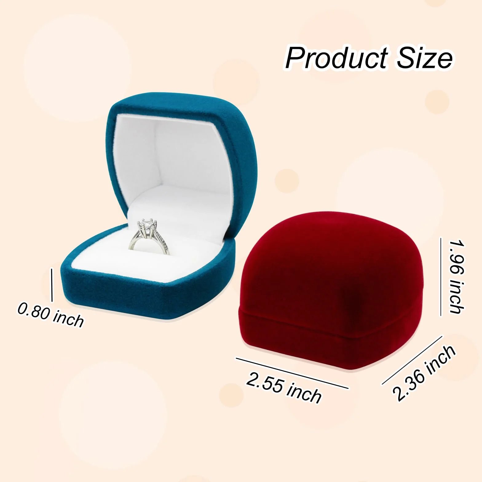 FuninCrea Porte Alliance Mariage Velours Fente Simple Boite Bague Boucles d'Oreilles Bagues Proposition Fiançailles Cérémonie Rouge