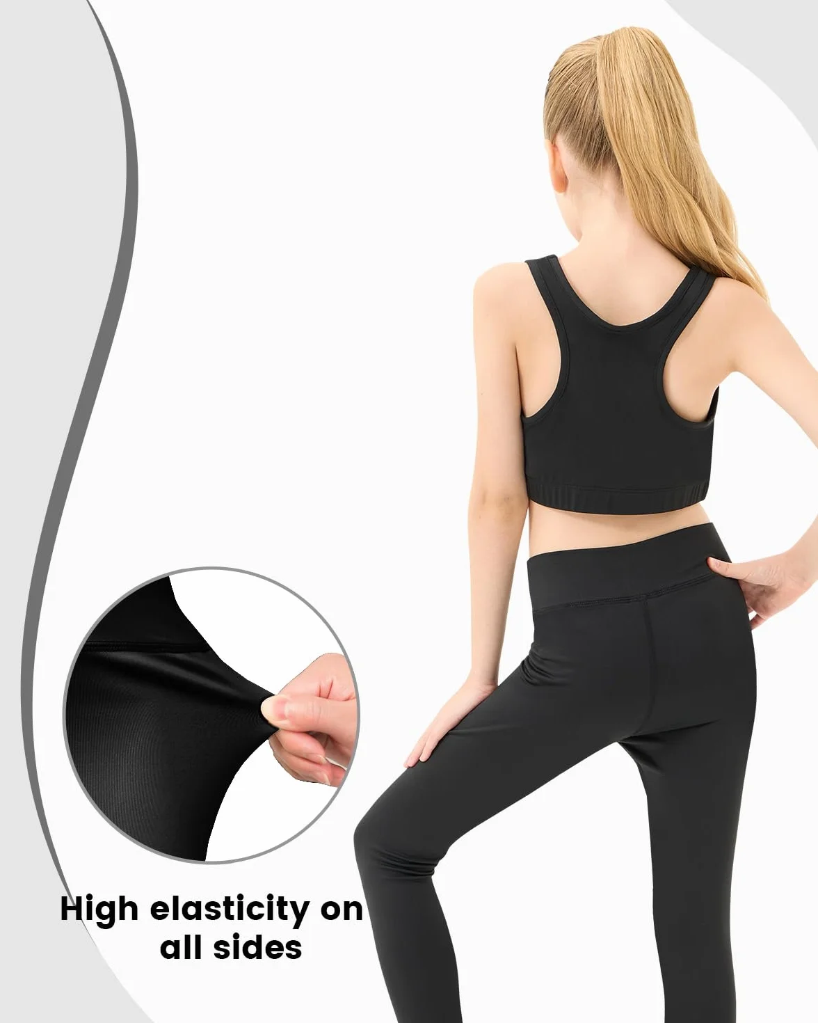 JiAmy Ensemble Filles 3 Pièces Leggings Yoga T-shirt Manches Longues Crop Top Tenue Sport 5-12 Ans