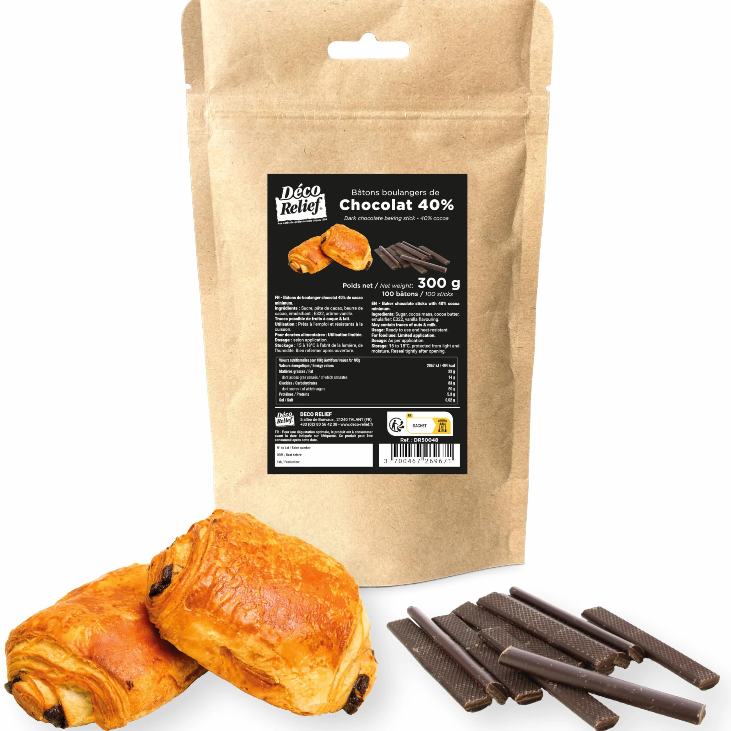 Déco Relief - 100 bâtons de boulanger chocolat