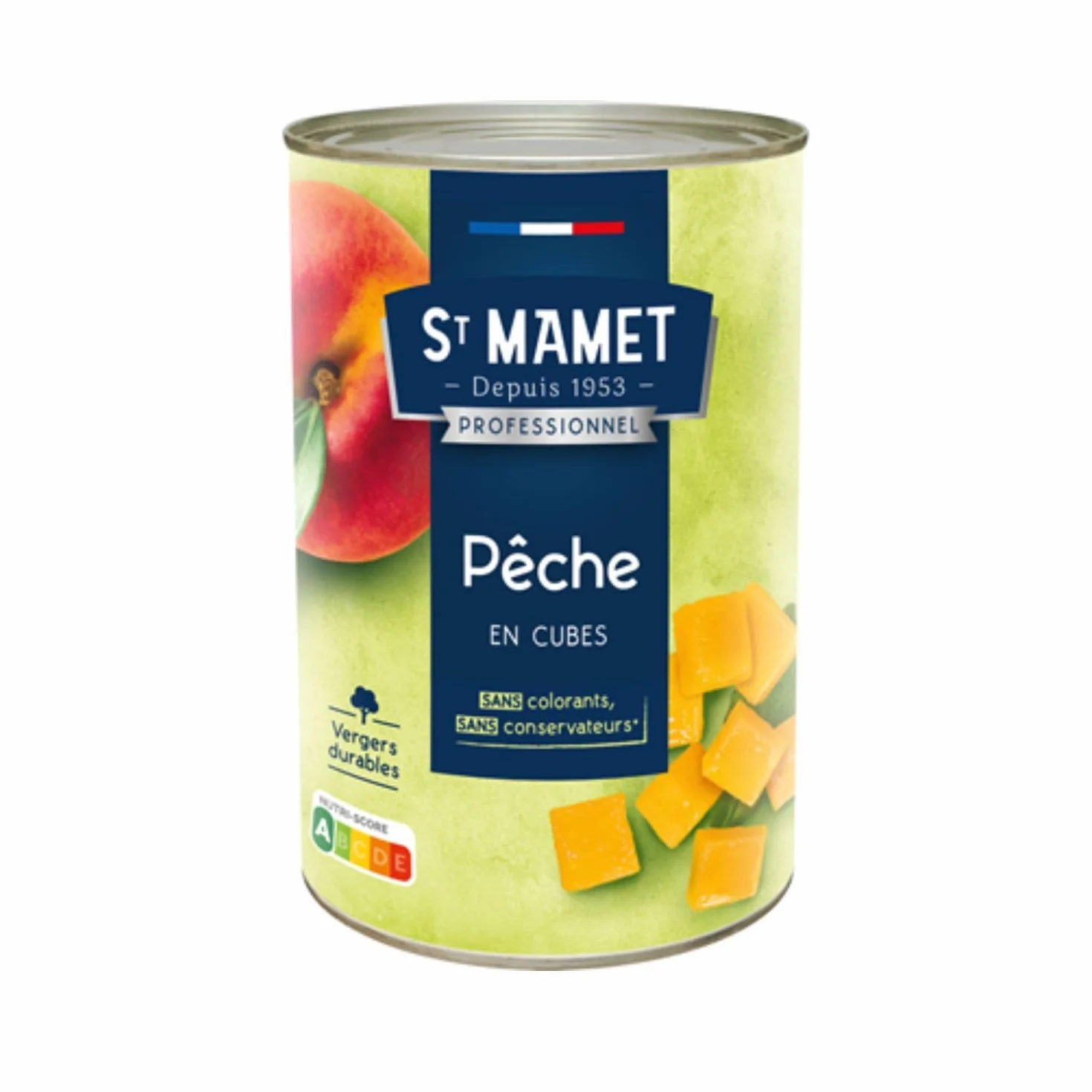 Saint Mamet Pêche au sirop léger en cubes boîte 5/1