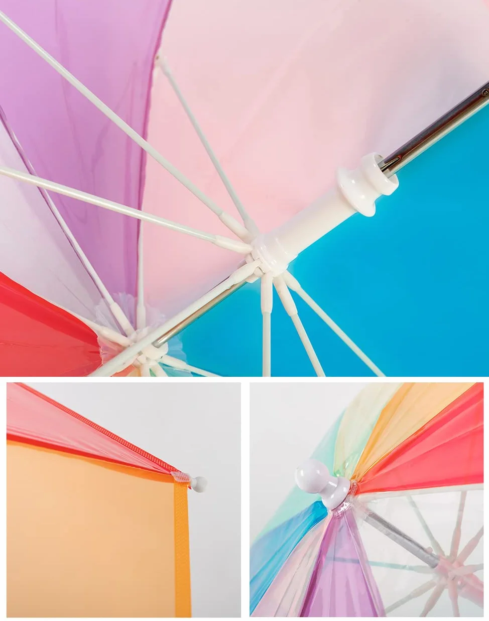 Parapluie transparent à bulles enfants 33 pouces 8 baleines fibre incassable rose