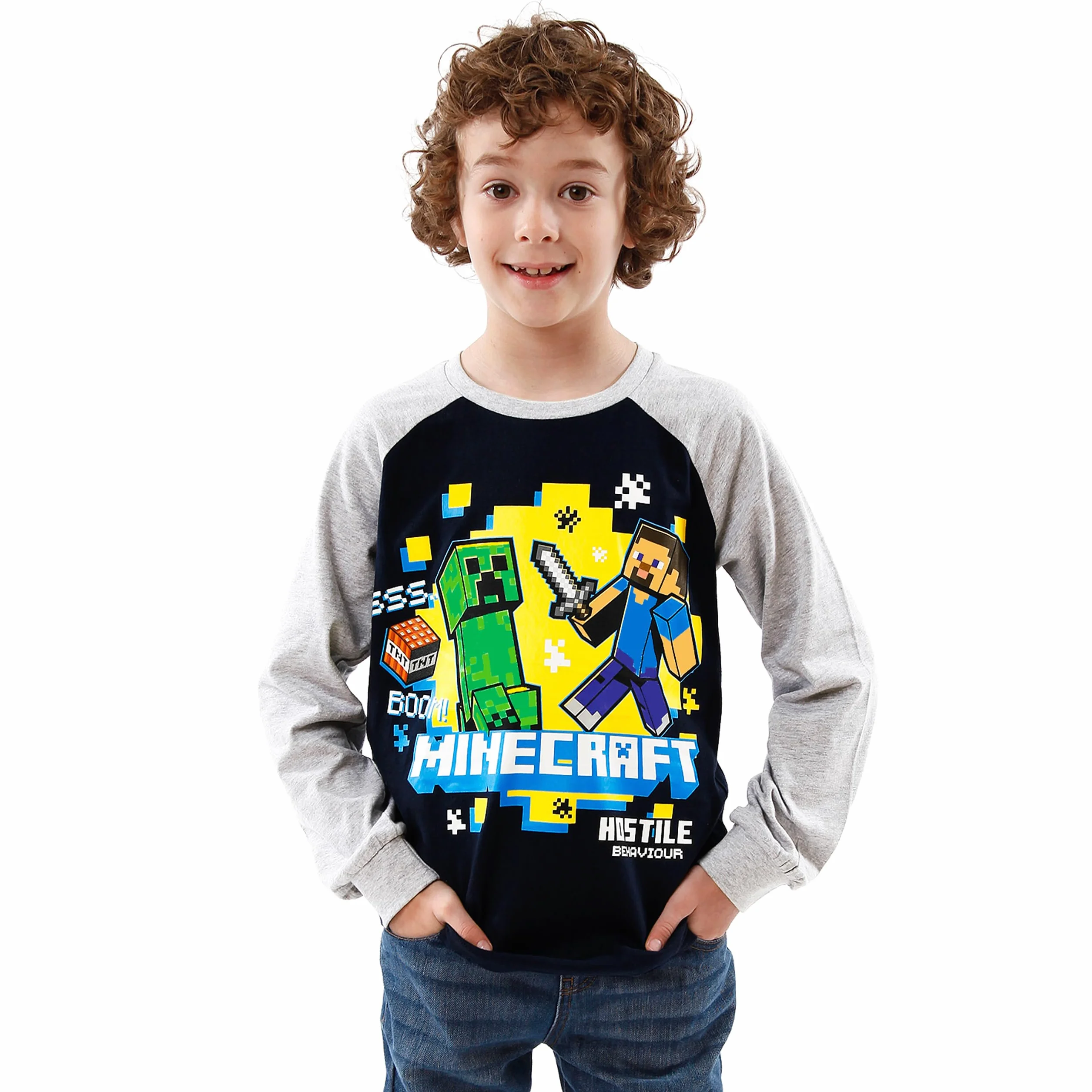 Minecraft T-Shirt à Manches Longues Garçon