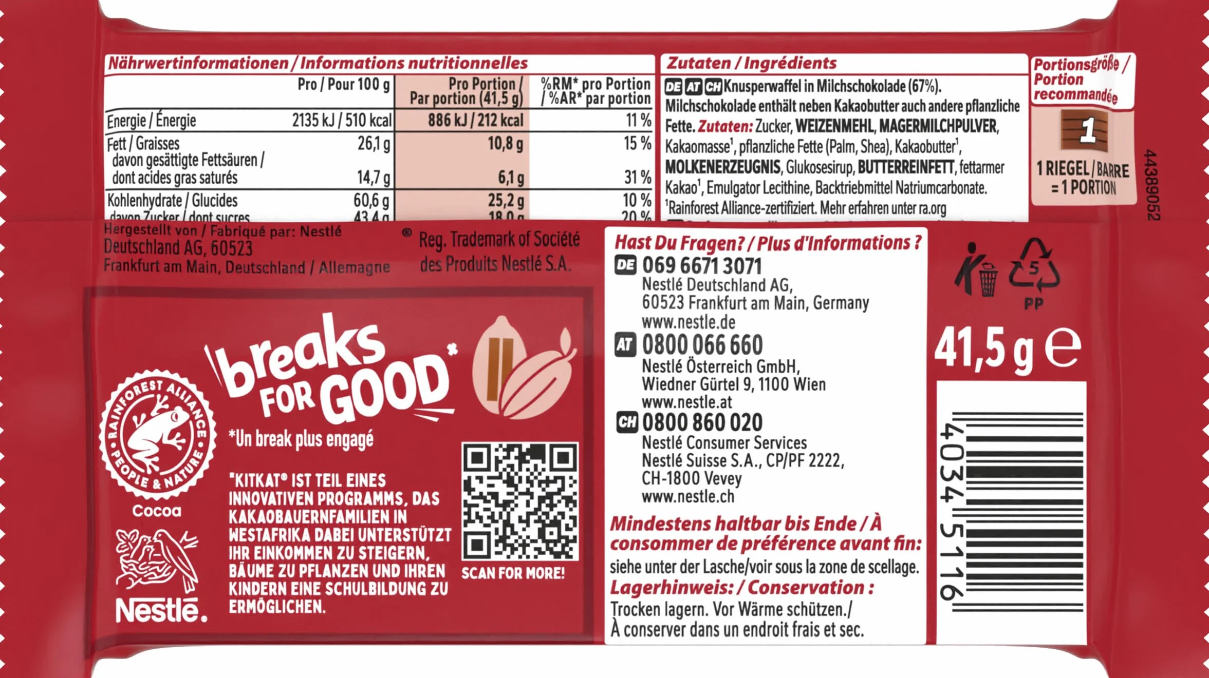 Kitkat Kit Kat Classic Chocolat 24 x 41.5g