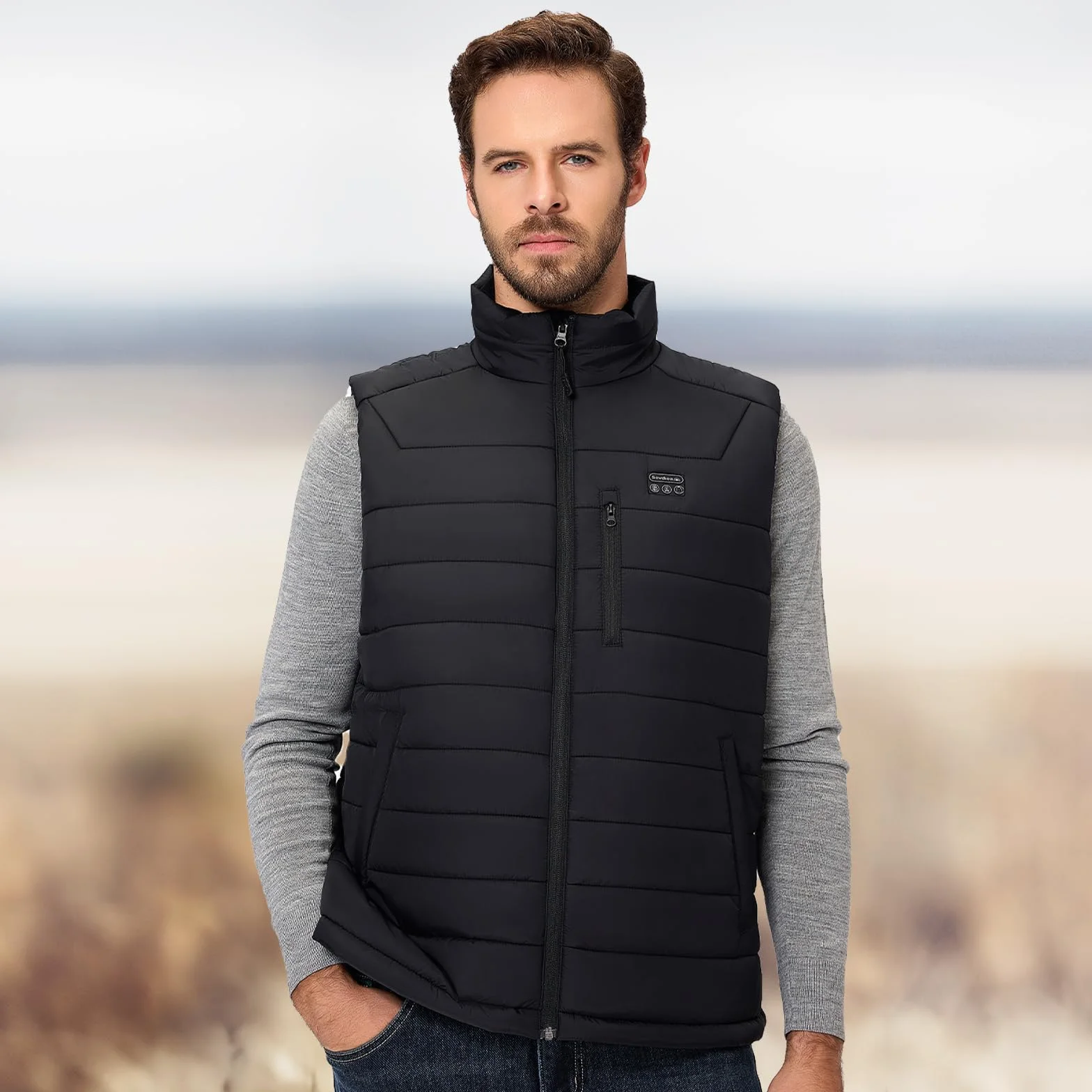 Gilet Chauffant Homme 16000mAh 7,4V Batterie Incluse 9 Zones de Chauffage Electrique Moto