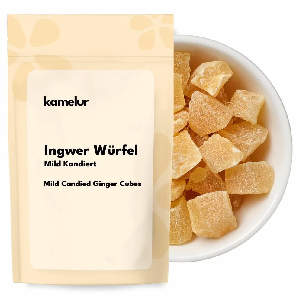Kamelur dés de gingembre doux 1kg cubes gingembre confit sans sulfites