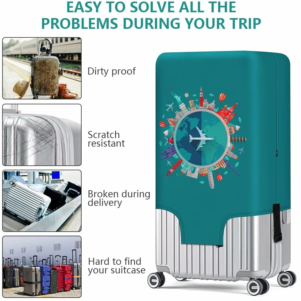 Flintronic Housse Valise Élastique, Housses de Bagages Cover, Réutilisable avec Sangle