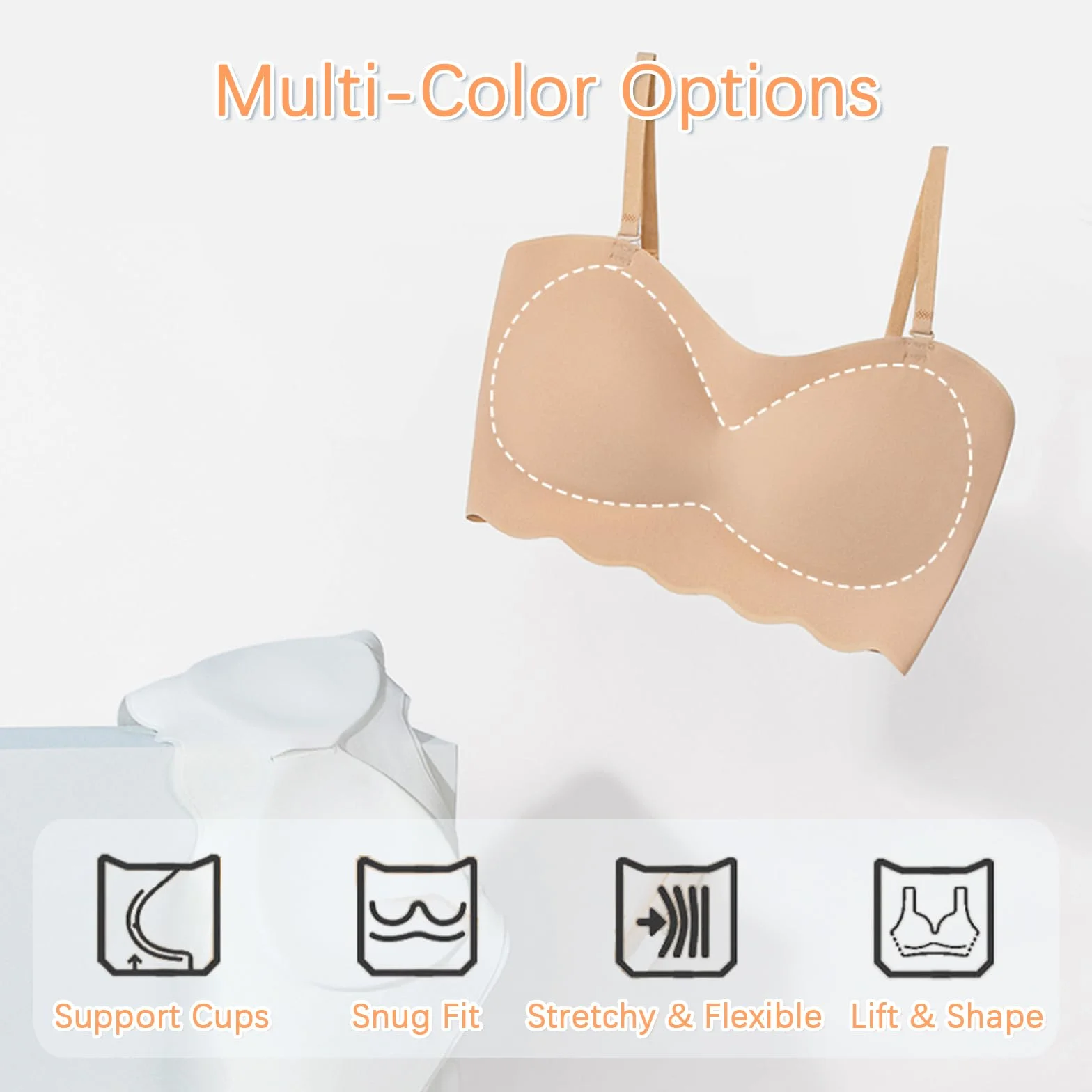 Lot de 2 soutiens-gorge sans bretelles sans couture pour adolescentes - Bralettes invisibles avec bretelles remplaçables