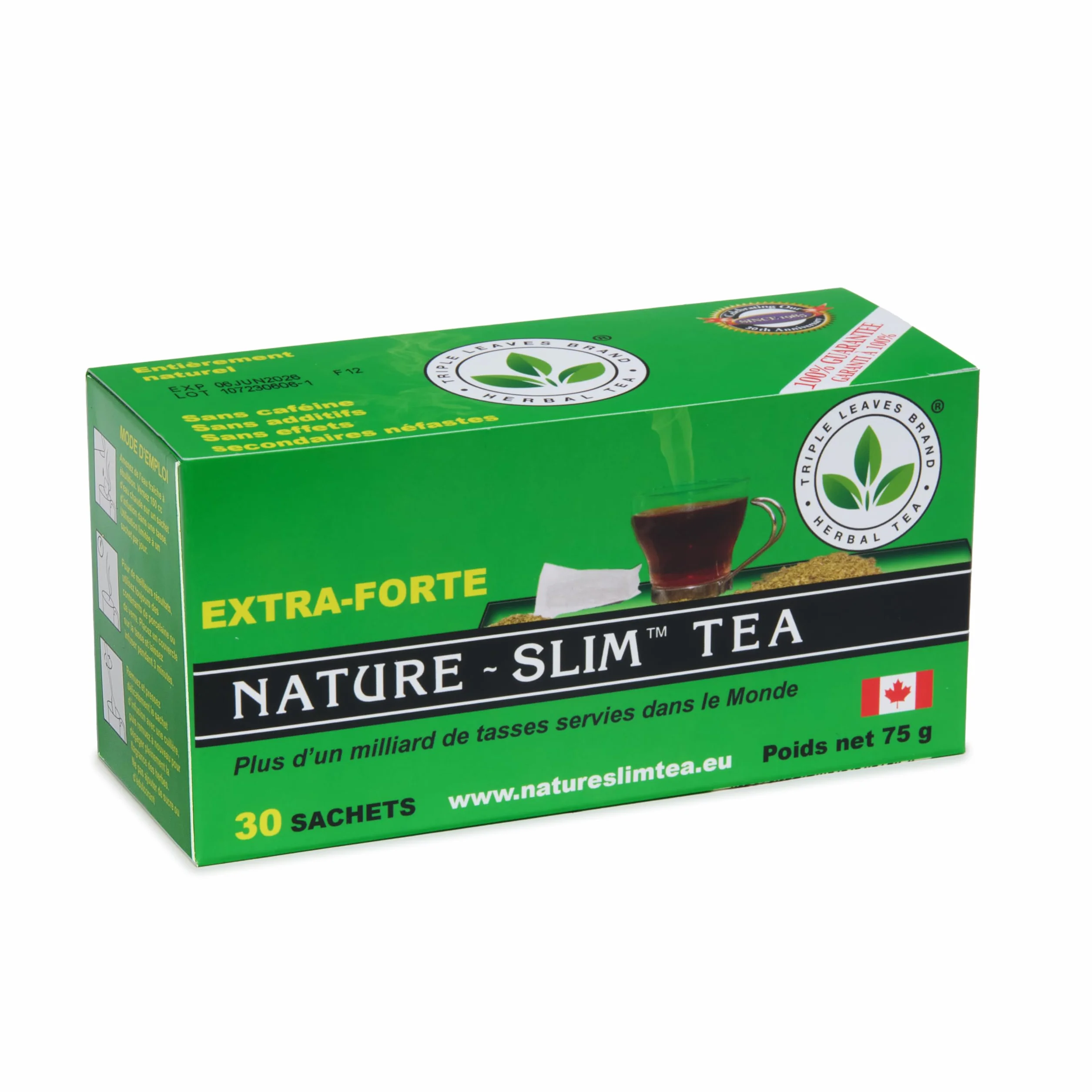 Nature Slim Tea Extra-Forte – Tisane Detox & Transit Intestinal 30 Infusettes – Feuille de Mauve & Feuille de Cassia – Laxatif Naturel Doux – Thé Minceur sans Crampes, Constipation, Perte de Poids
