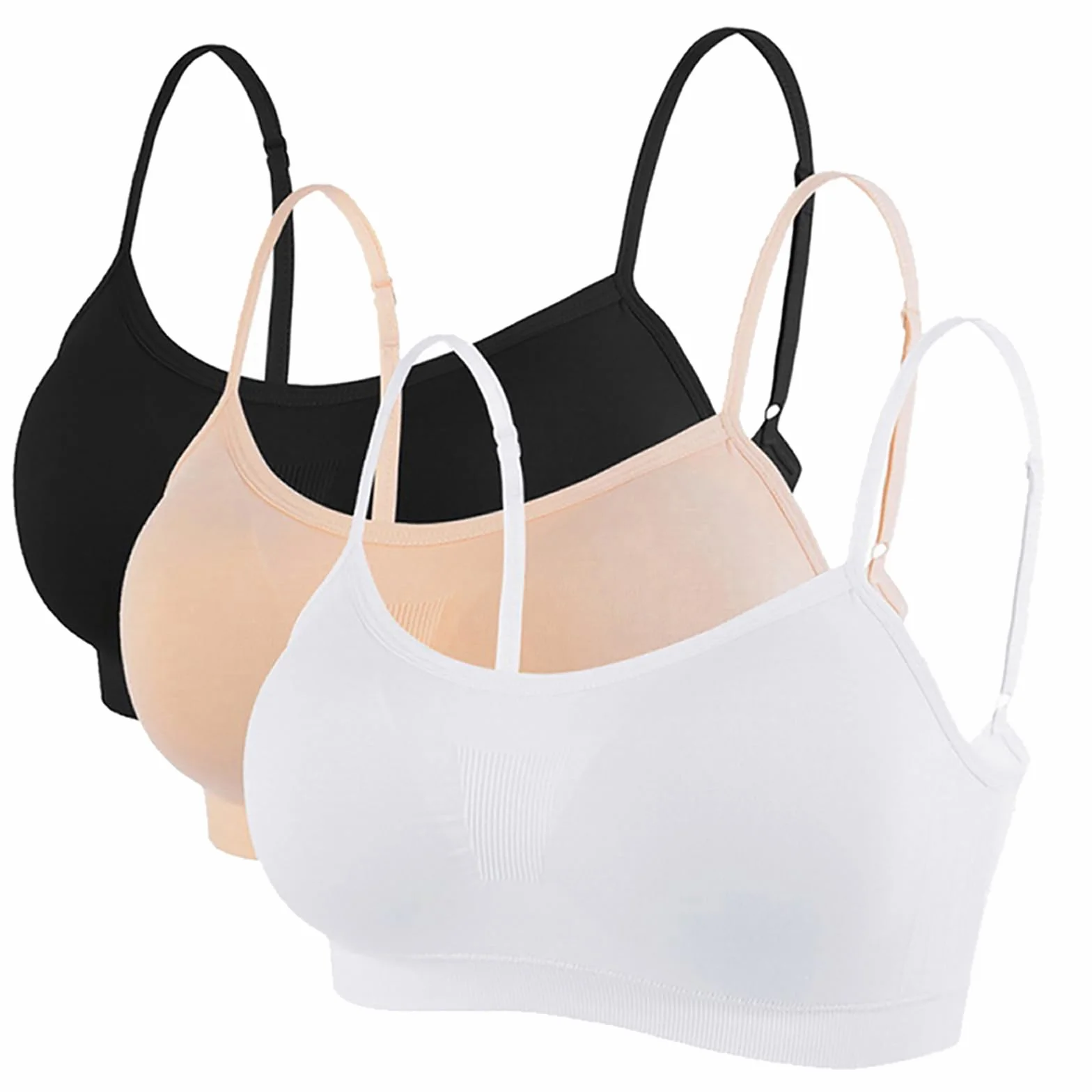 Soutiens-Gorge de Sport Femme Rembourré Push Up sans Armature sans Couture Reglable Fine Bretelle pour Pilates Yoga