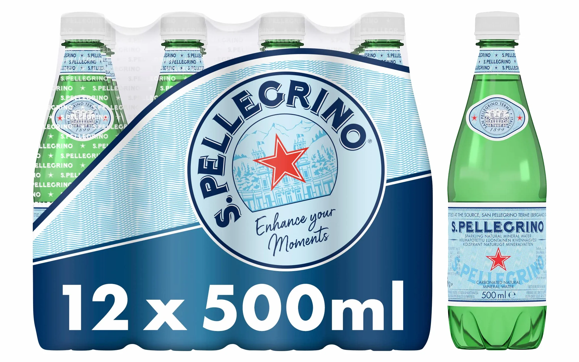 San Pellegrino Eau minérale naturelle pétillante 12 x 500 ml
