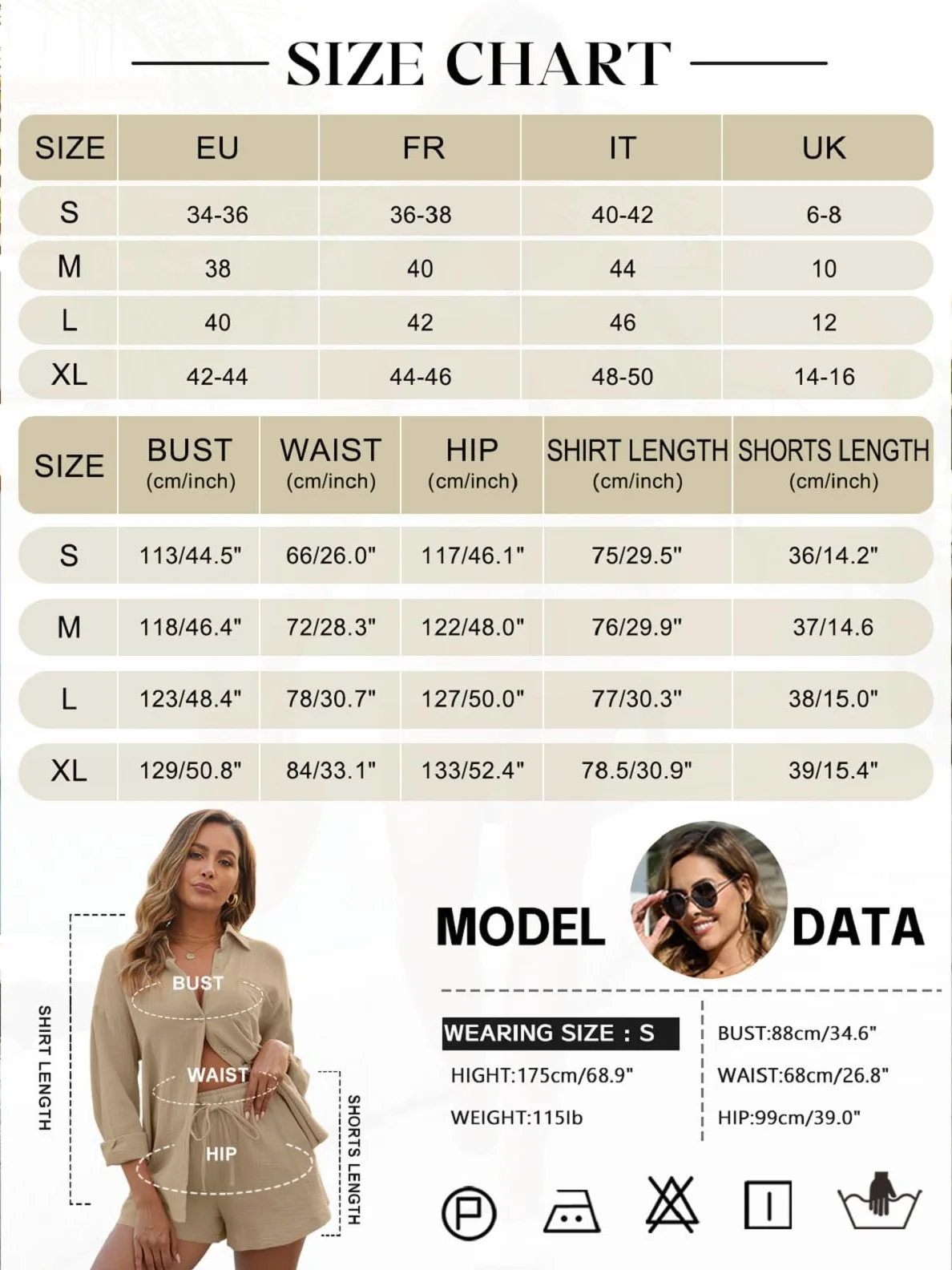 Ensemble 2 Pièces Femme Chemise à Manches Longues et Short en Coton et Lin Survêtement