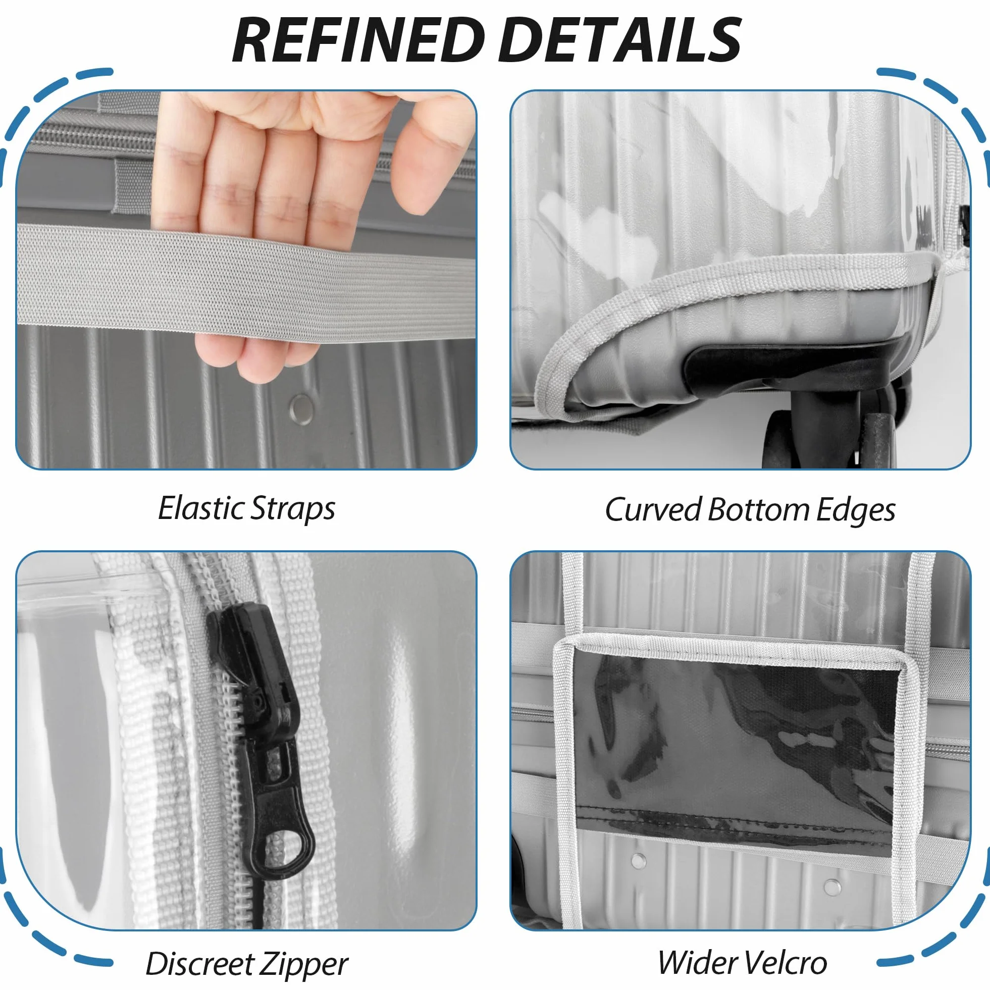 Housse de Protection Élastique Transparente pour Valise en PVC - Étui Étanche Universel Grande/Moyenne/Cabine