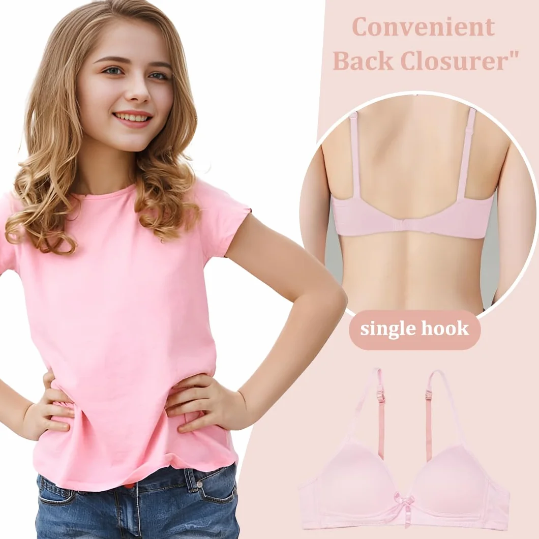 Soutien-Gorge Basique en Coton sans Armatures pour Fille, Bretelles Réglables, Bonnet A