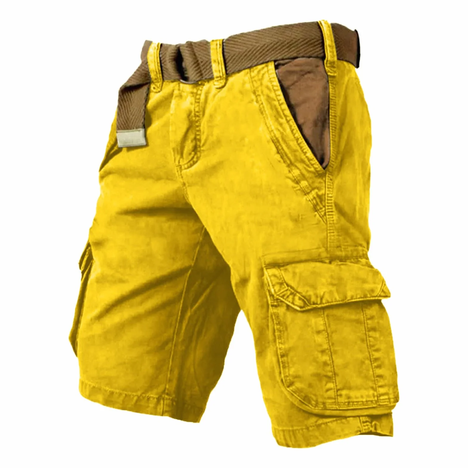 Bermuda Short Cargo Homme Grande Taille Ceinture Elastique Multi-Poches Travail Militaire Sport Randonnée Eté