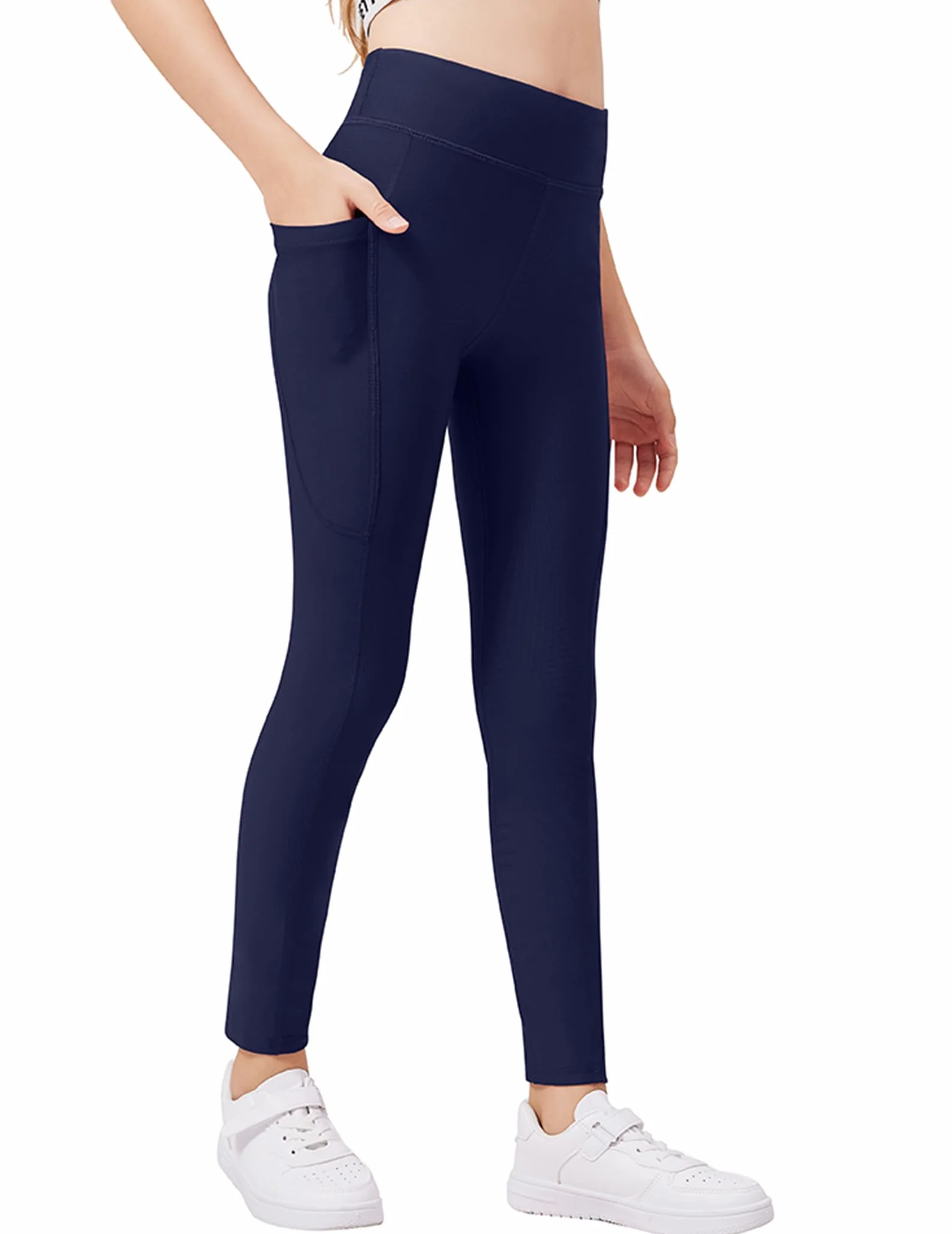 Arshiner Leggings Fille Sport Polaire Fine Taille Haute Pantalons Jogging Respirants Enfants Longs Thermiques Hiver 5-14 Ans