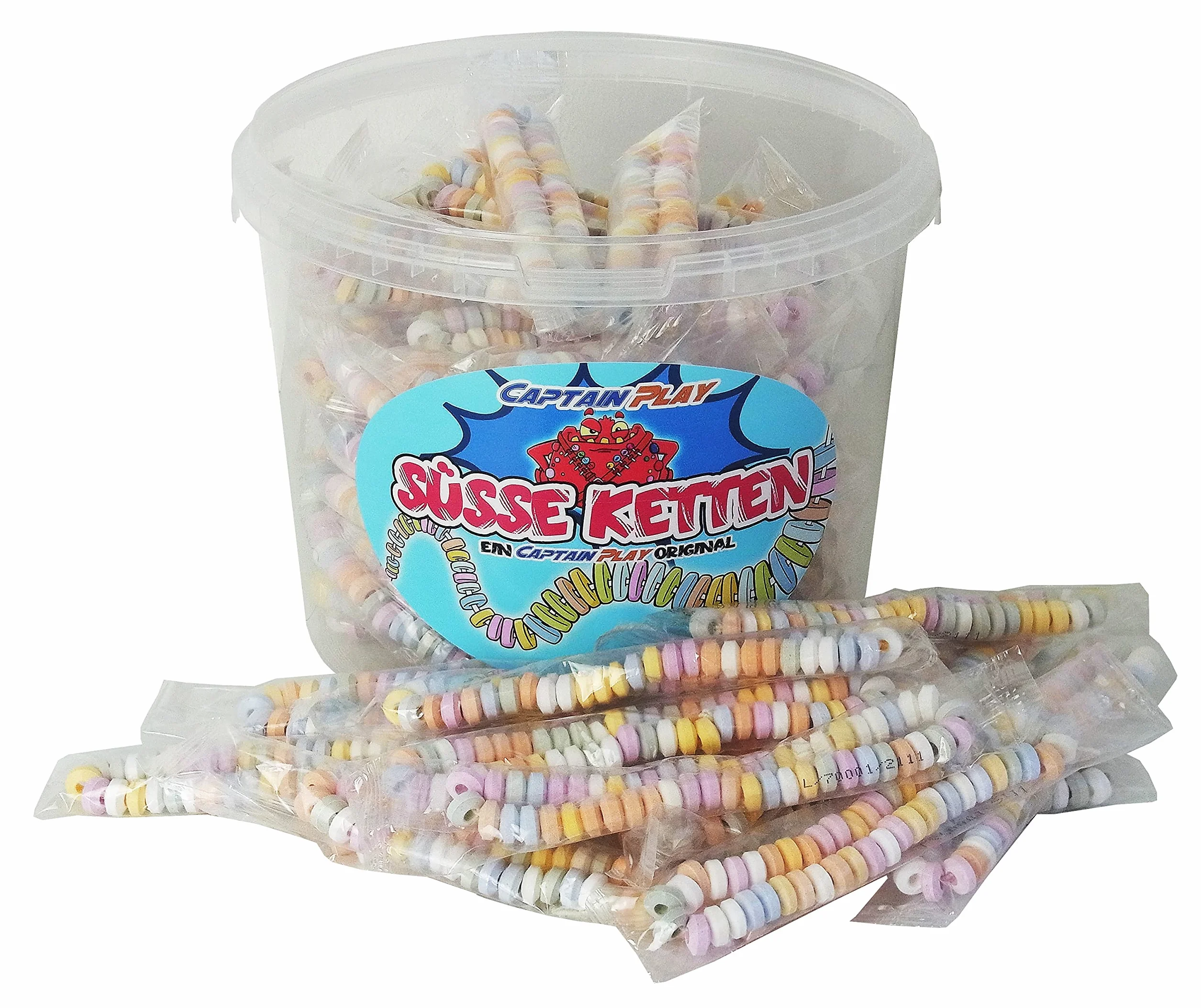 CAPTAIN PLAY Boîte Spéciale avec 50 Colliers Sucrés en emballage individuel, Candy Box avec Colliers Dextrose