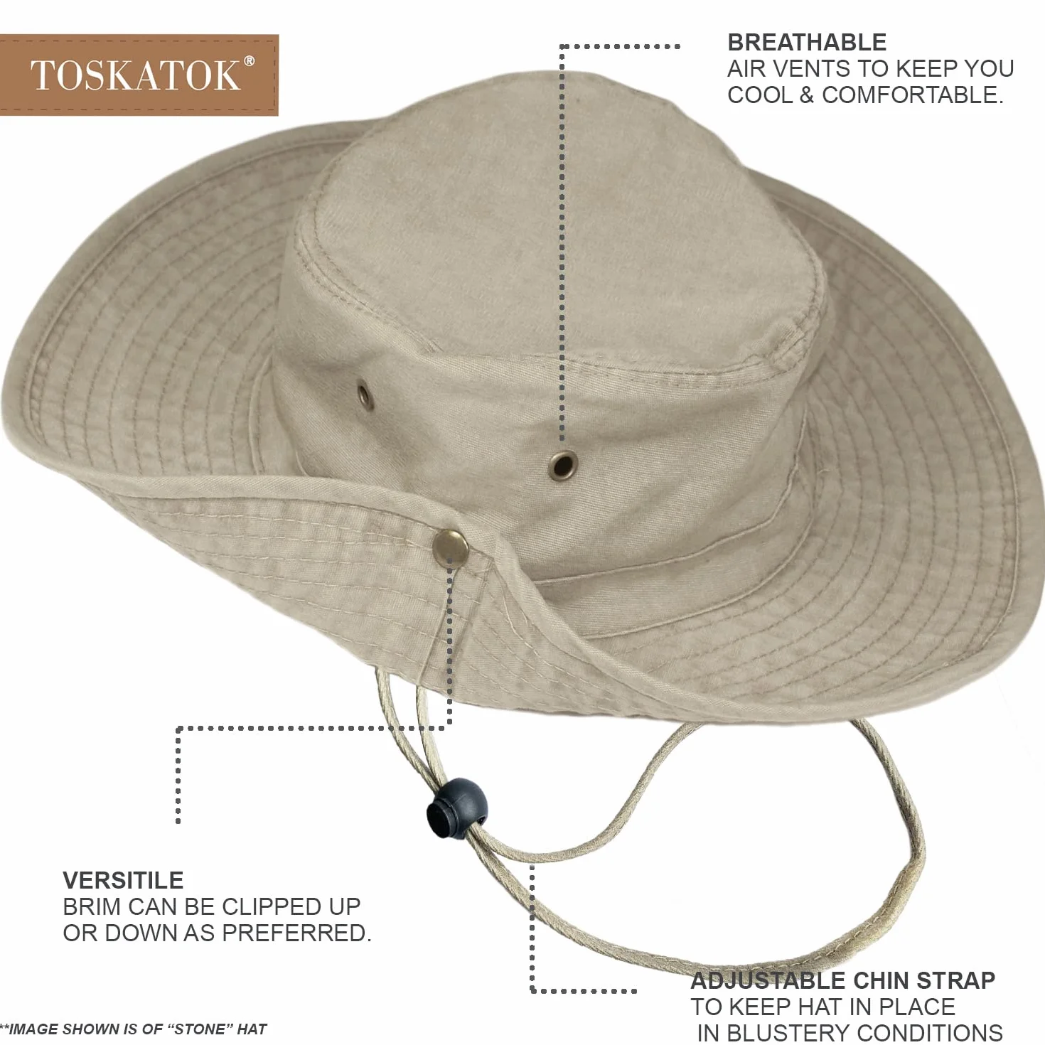 TOSKATOK Bob Safari Style Enfants UPF 50+ Anti UV Coton Protection Solaire Bords Larges Taille Unique