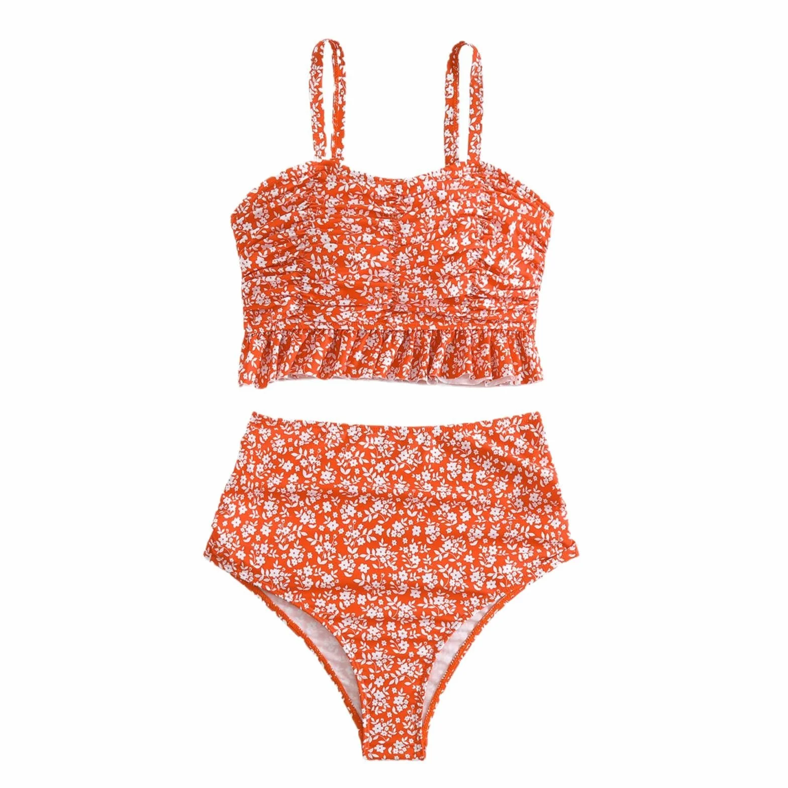 Maillot de bain maternité 2 pièces motif floral noir soutien-gorge réglable