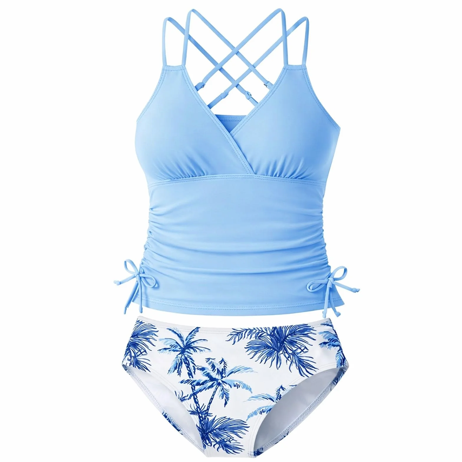 Maillot De Bain Enfant Fille 2 Pièces 7-16 Ans Tropical Fleurie Plage Natation Bikini