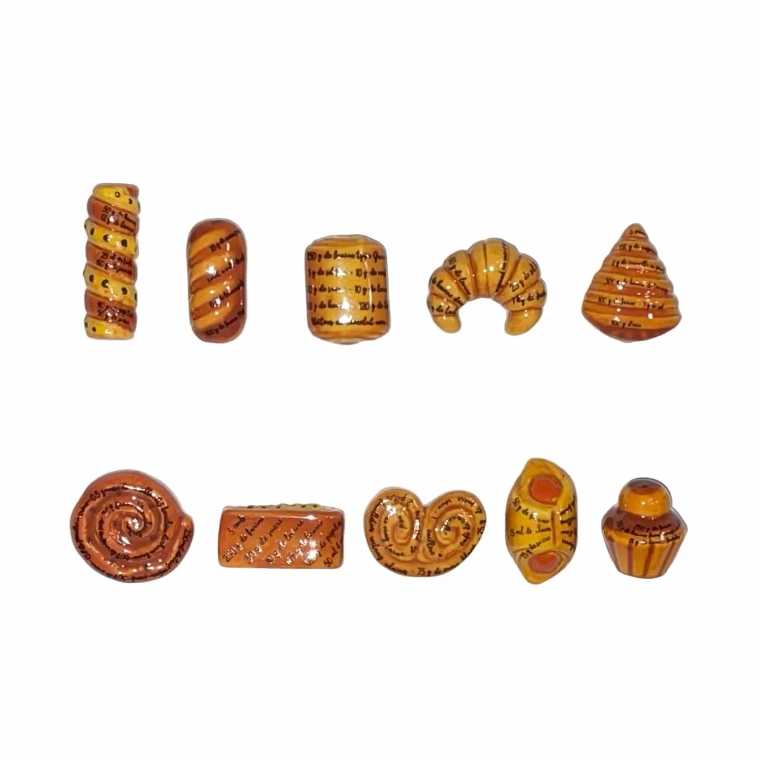 fèves thème Viennoiseries et calligrammes - Fèves de Collection pour Galette de Rois Epiphanie - Fèves Multicolores