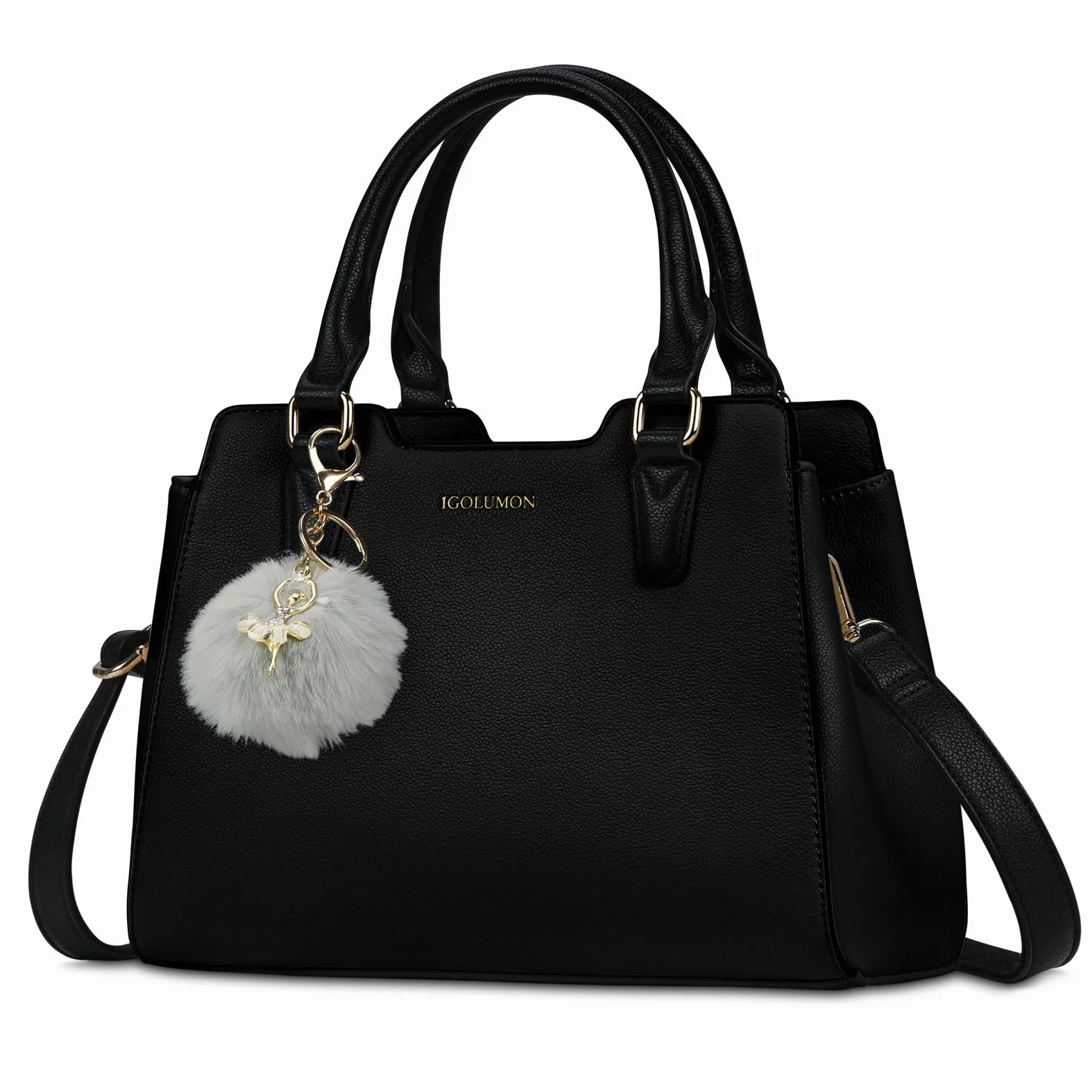 IGOLUMON Sac à Main Femme Cuir Bandoulière Sac Fourre Tout Sacoche pour Université Travail Noir