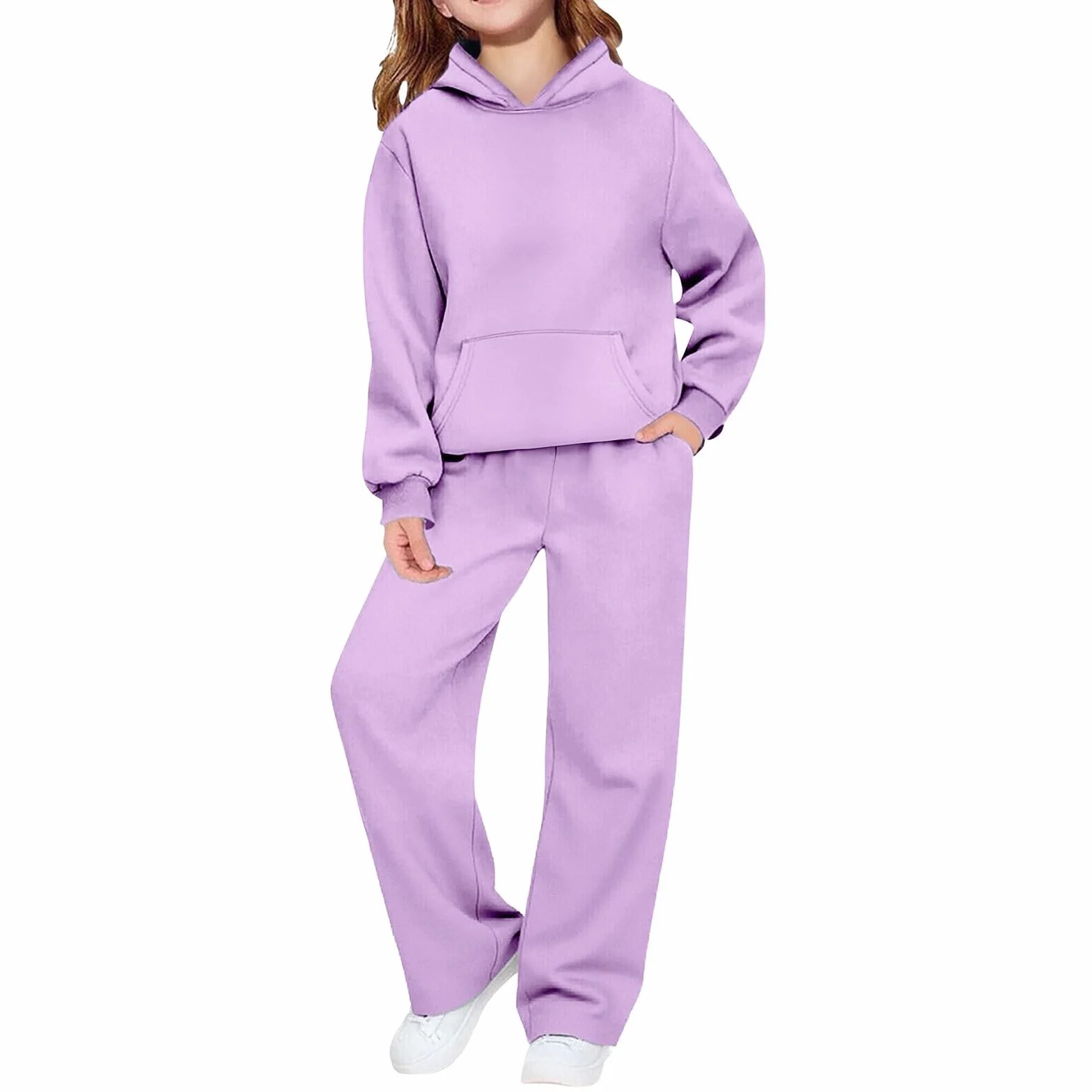 Ensemble de survêtement 2 pièces pour filles et garçons - Sweat à capuche à manches longues - Jambes larges