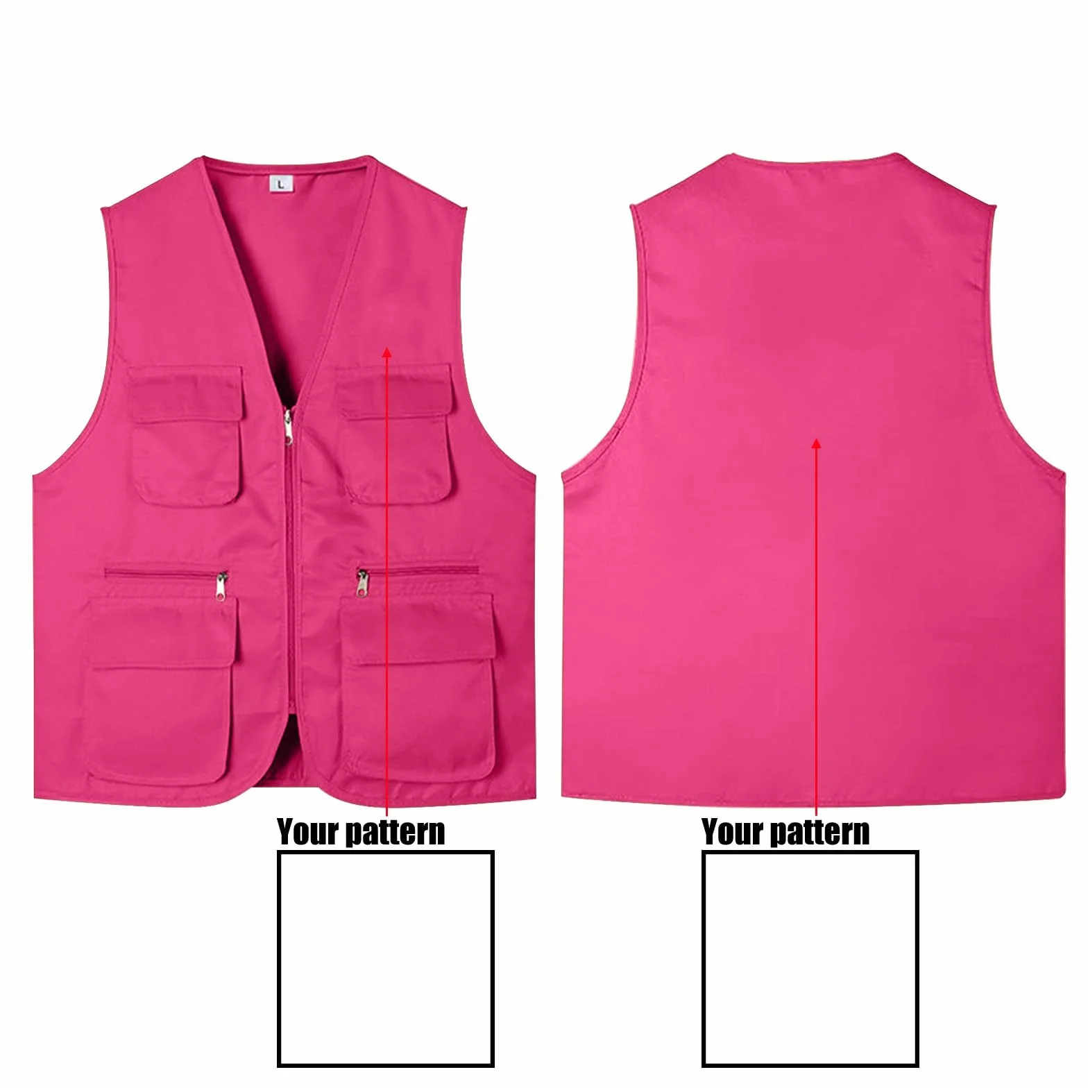 Gilet de Peches Multipoches Zippé Respirant Homme Femme M-4XL Personnalisable