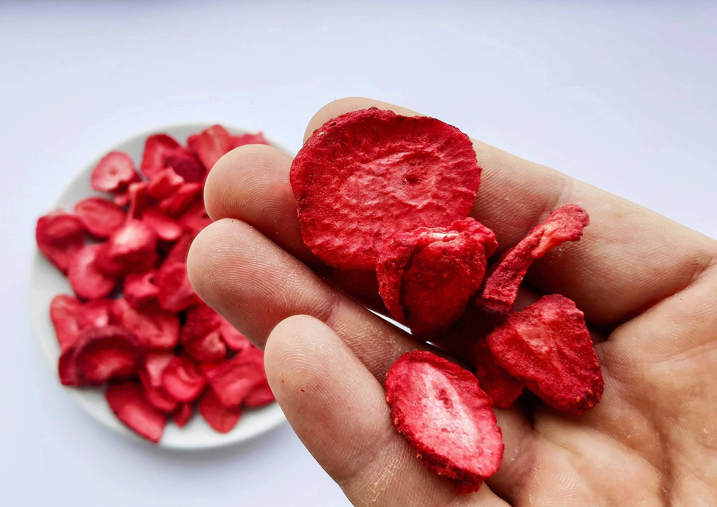Fraises Fruits Frais Lyophilisée | Naturel Fraise Sechee Freeze Dried Fruit | Fruits Seche Lyophilisateur | Faire un Mélange de Fruits Secs Framboises et Fraise | Gefriergetrocknete Erdbeere (90g)