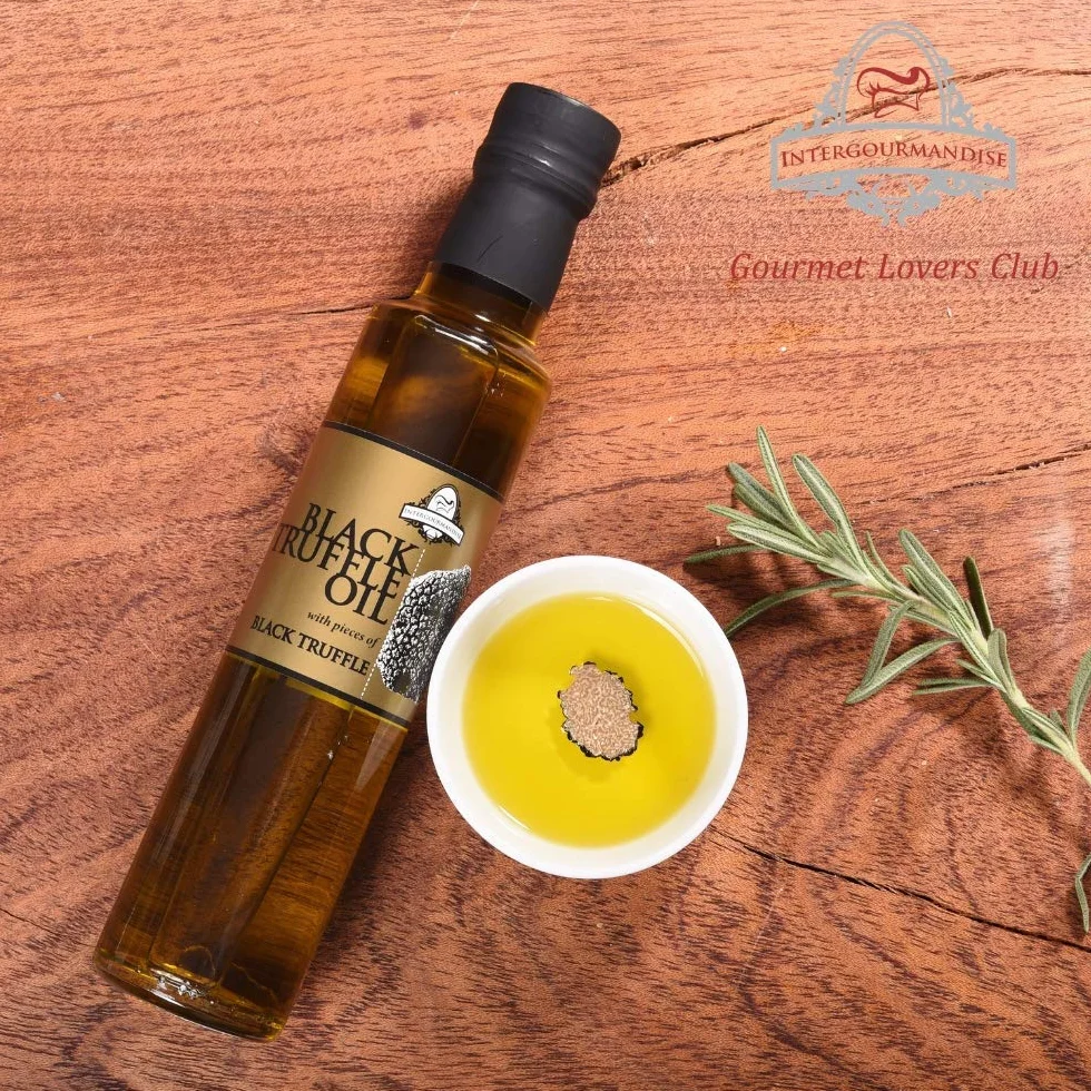 Huile d'Olive à la Truffe Noire | InterGourmandise | 250 ml | avec Truffe en morceaux