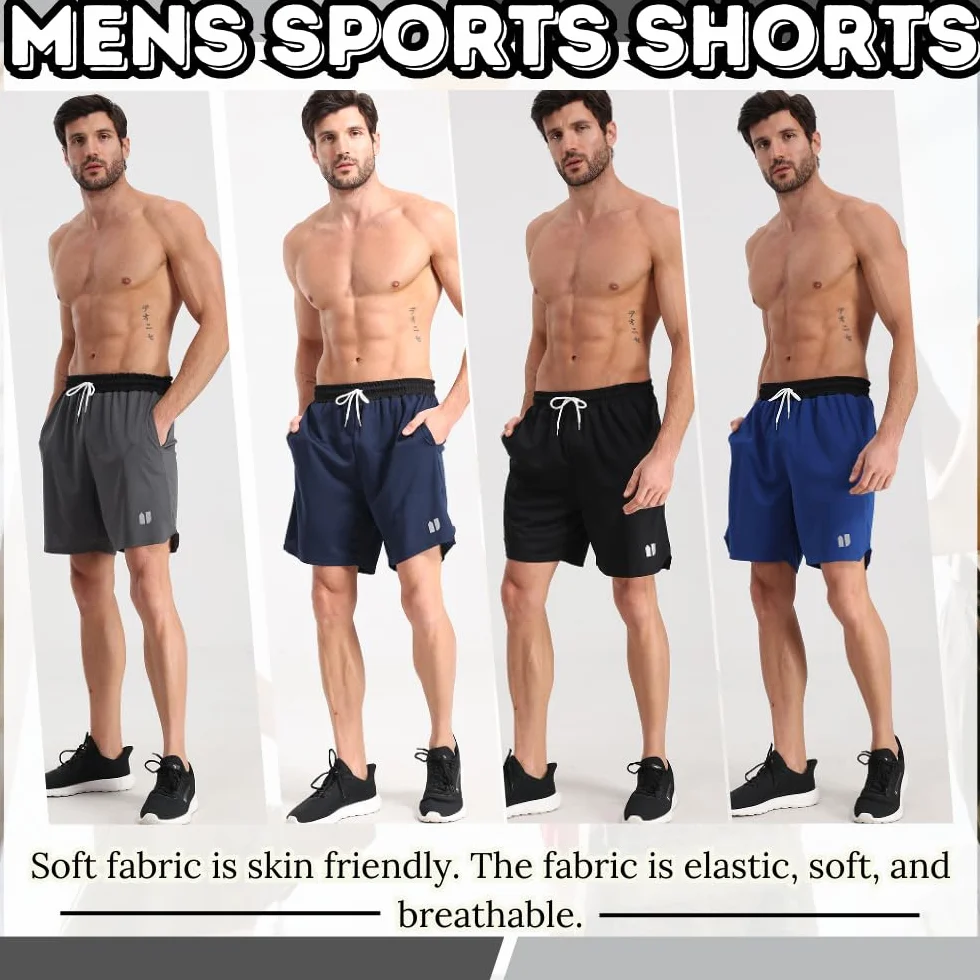 Short de sport homme avec poches séchage rapide Gym Basketball Fitness