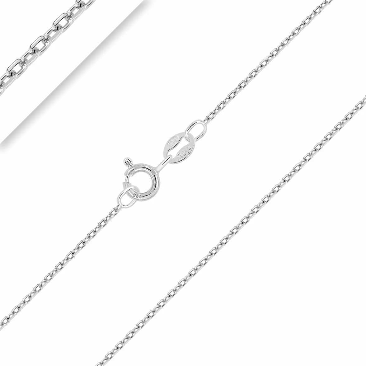 Collier Chaîne Argent 925/1000 Maille Forçat Diamantée Rhodié 1 mm