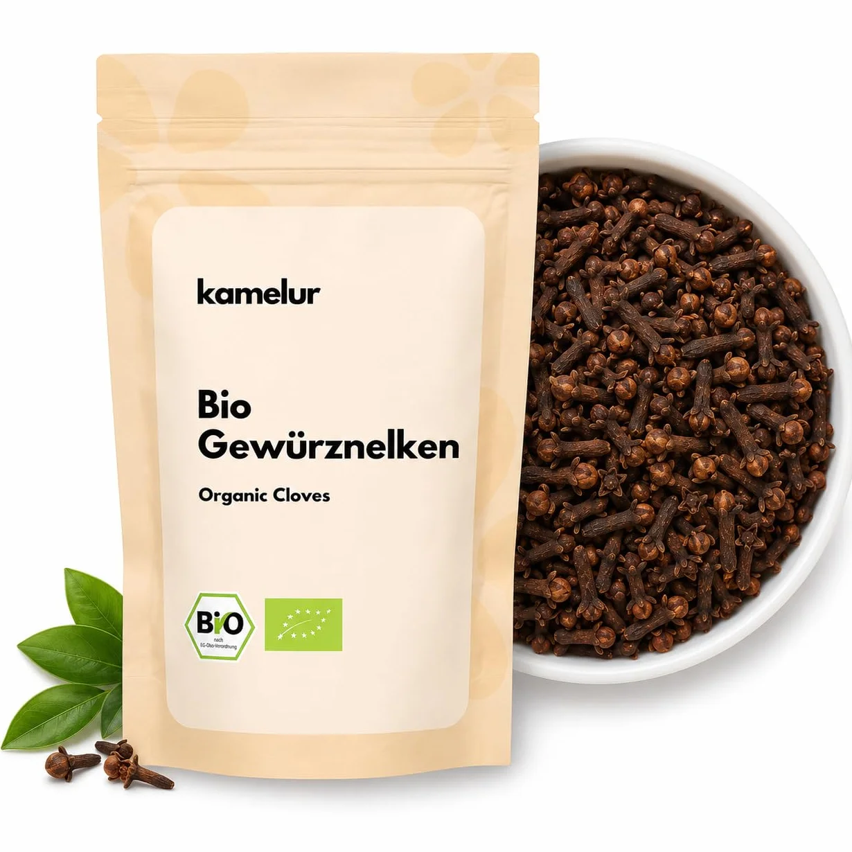 Kamelur 500g de clous de girofle biologiques entiers - clous de girofle biologiques aromatiques, sans additifs - l'épice parfaite pour le pain d'épices - dans un emballage biodégradable