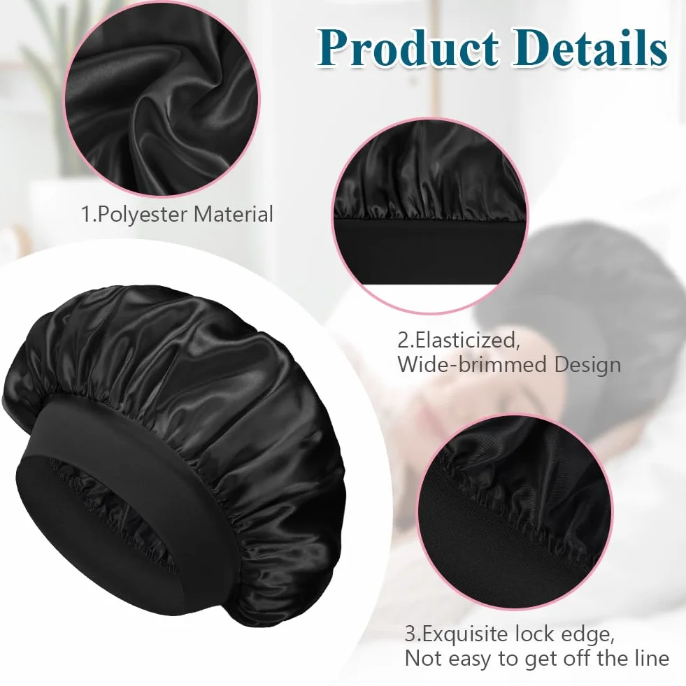 Flintronic 2/4 Pieces Bonnet Satin Cheveux Nuit, Bonnet Soie pour Dormir Élastique Multicolore