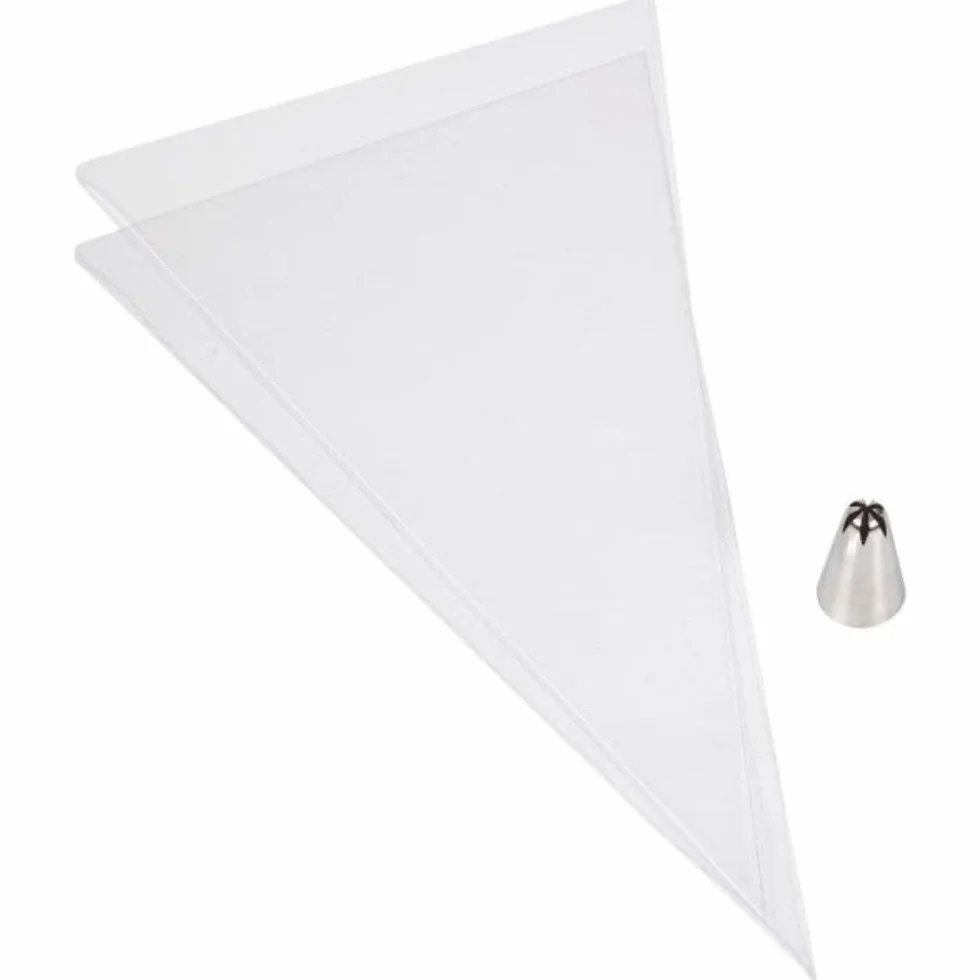 Wilton Douilles à Pâtisserie Set-3: Douille 2D et 2x Poches à Douilles 30 cm - Douilles Professionnelle Métallique Buse de Glaçage Réutilisable pour la Décoration de Gateaux, Muffins et de Cupcakes