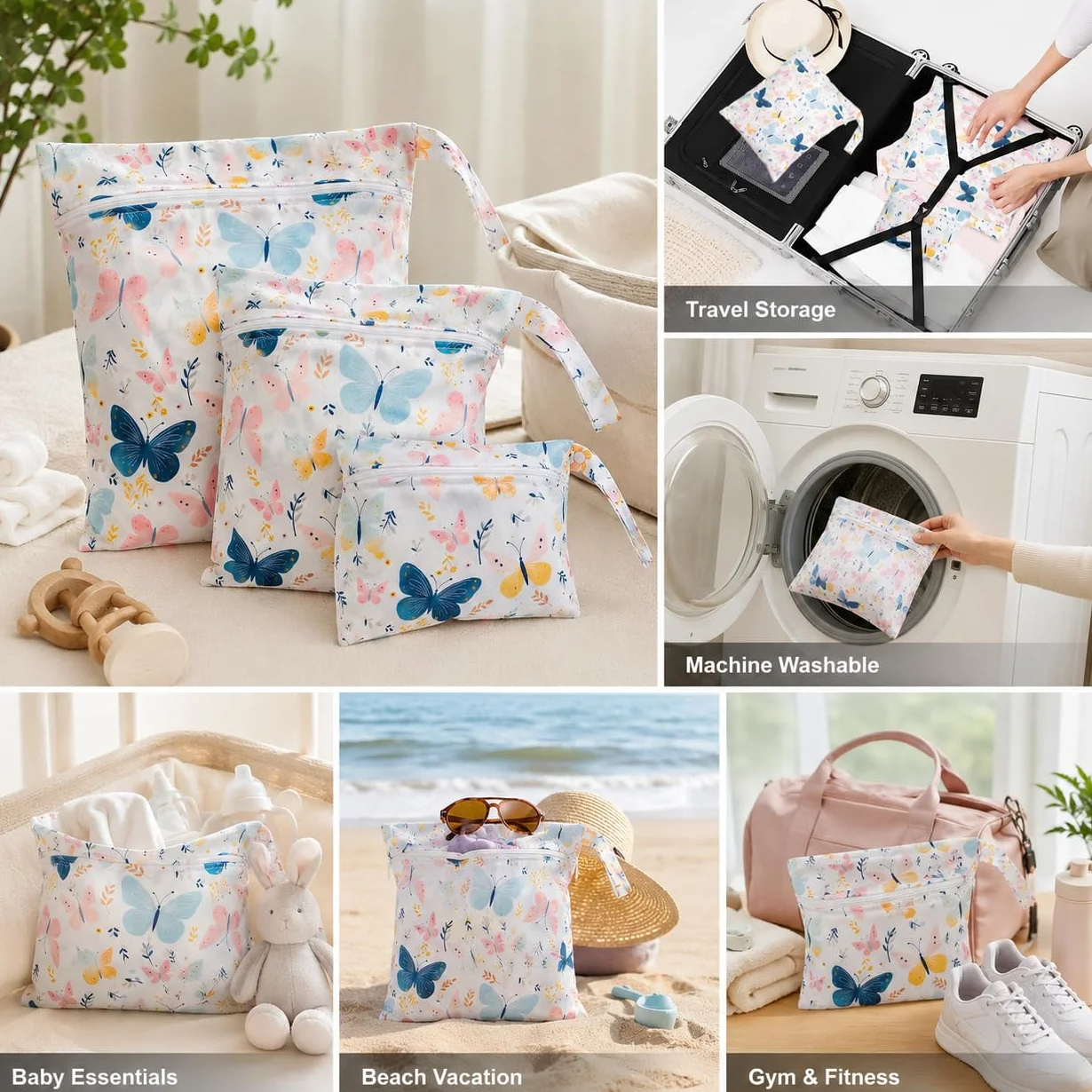 Lot de 3 Sacs Étanches Imperméables Réutilisables pour Vêtements Humides Voyage
