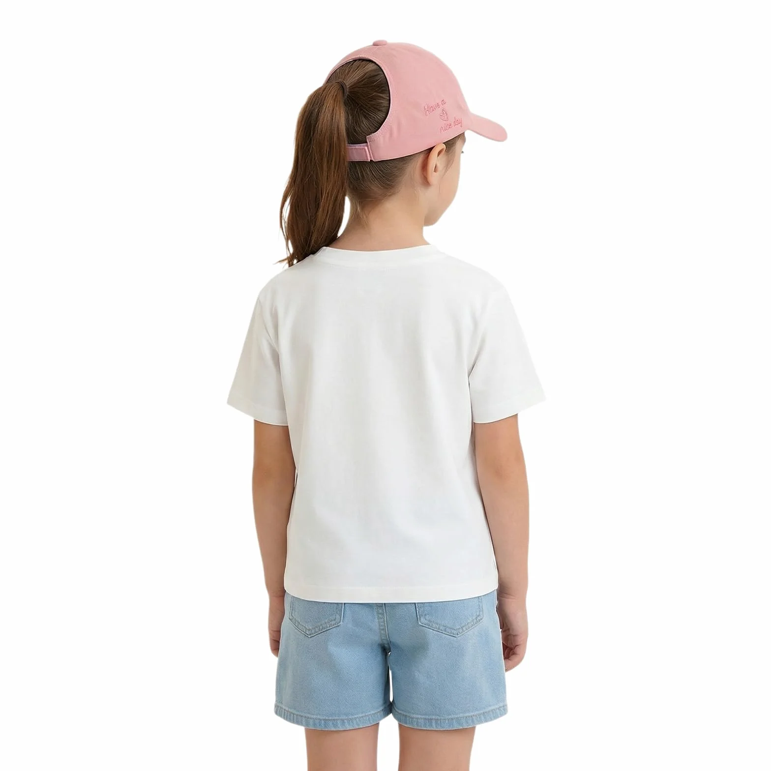 Casquette de Baseball Réglable Anti-UV Fille Motif Cœur Queue de Cheval 48-54cm