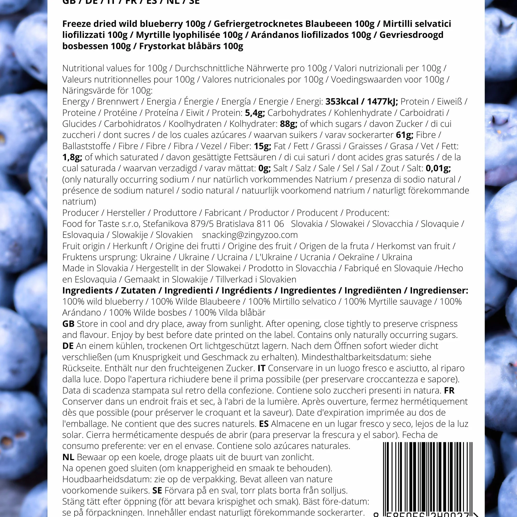 Myrtilles Séchées Bleuet Sauvage | Naturel Fruits Seche | Freeze Dried Fruit Wild Blueberries | Gefriergetrocknete wilde Heidelbeeren | Myrtilles Sechees ZingyZoo (100g)