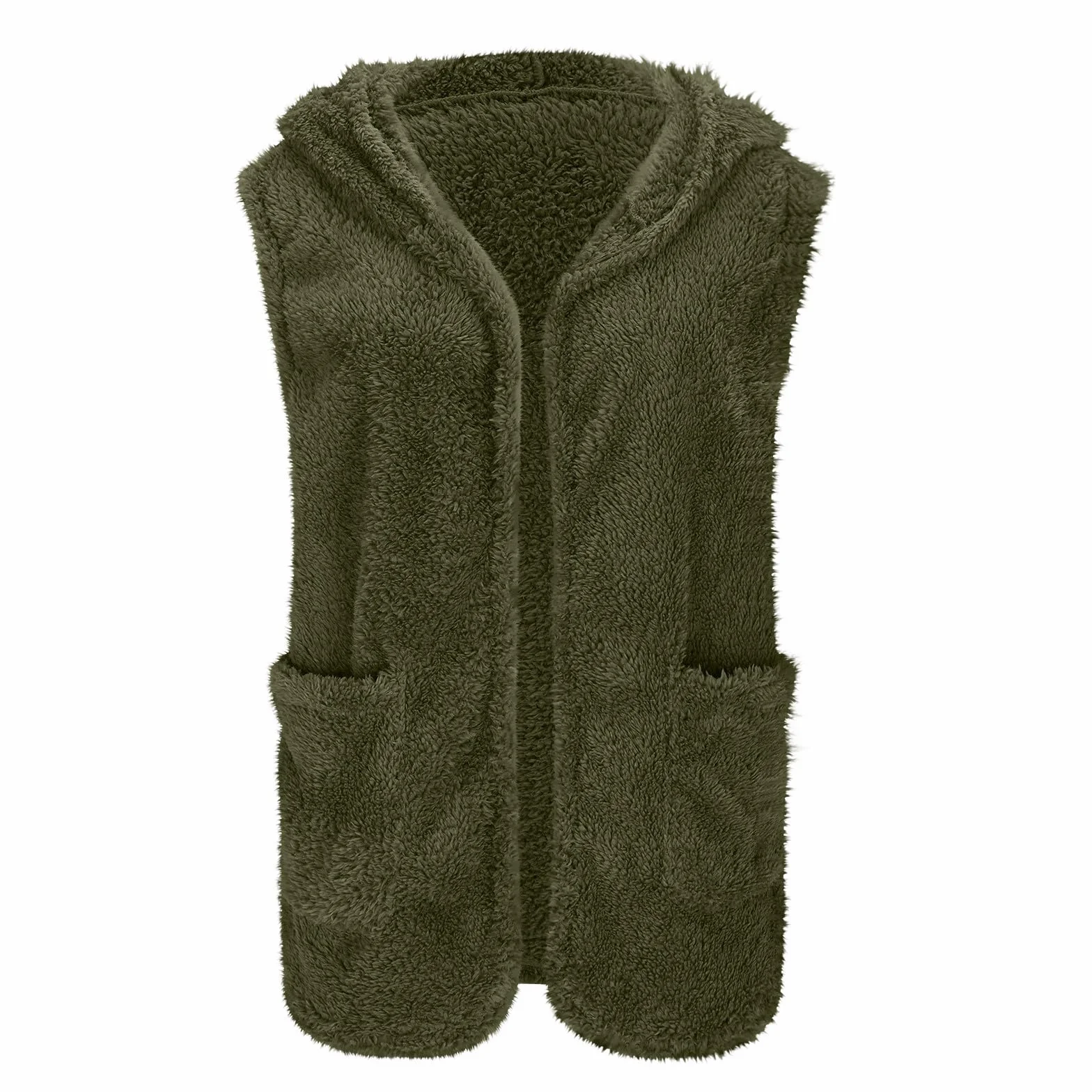 Gilet Femme Polaire Sans Manches Fourrure Veste Laine Couleur Unie Fluffy Chaud Sherpa Molleton